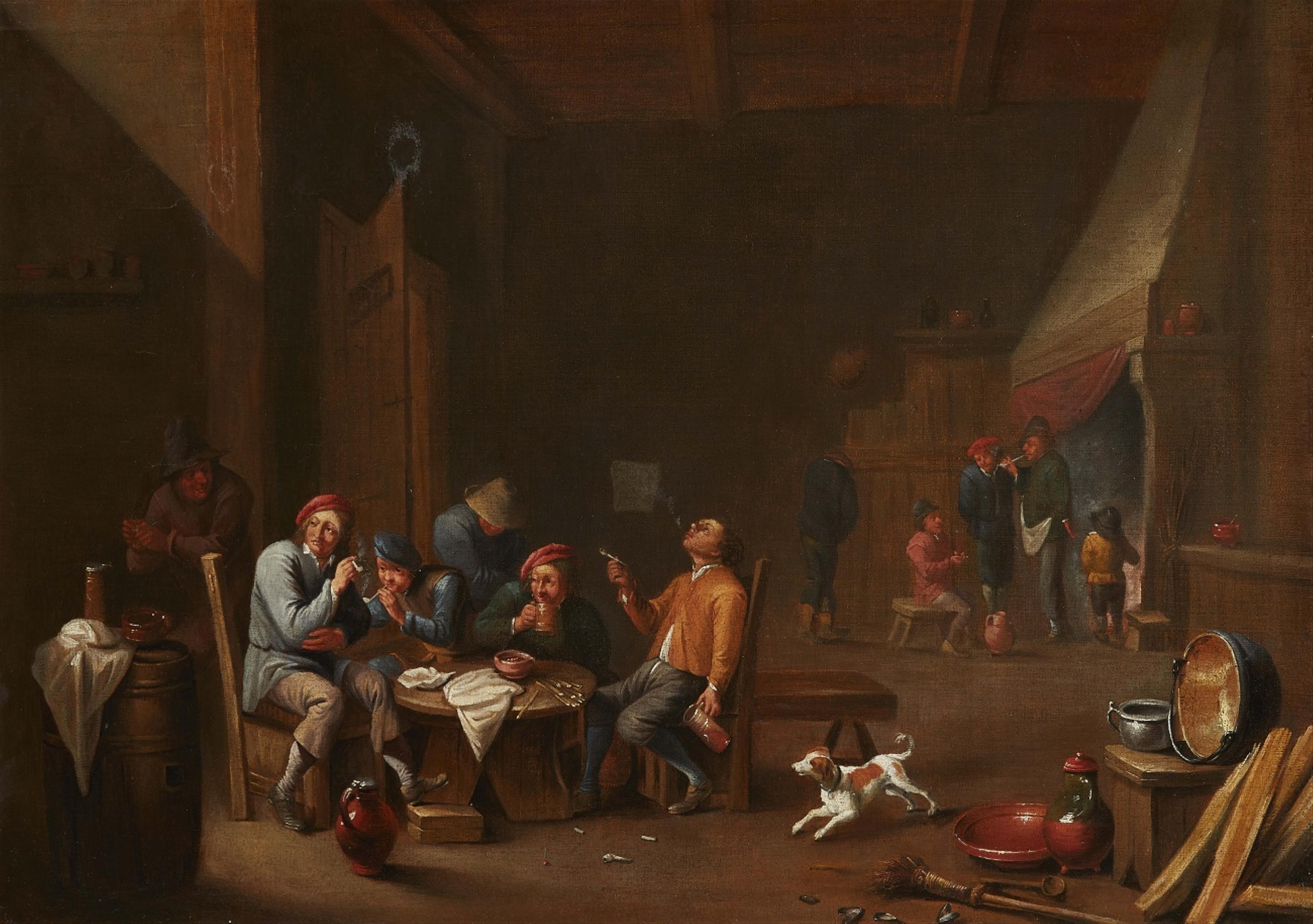 Netherlandish School 17th century - Peasants Smoking and Drinking in an Interior - image-1