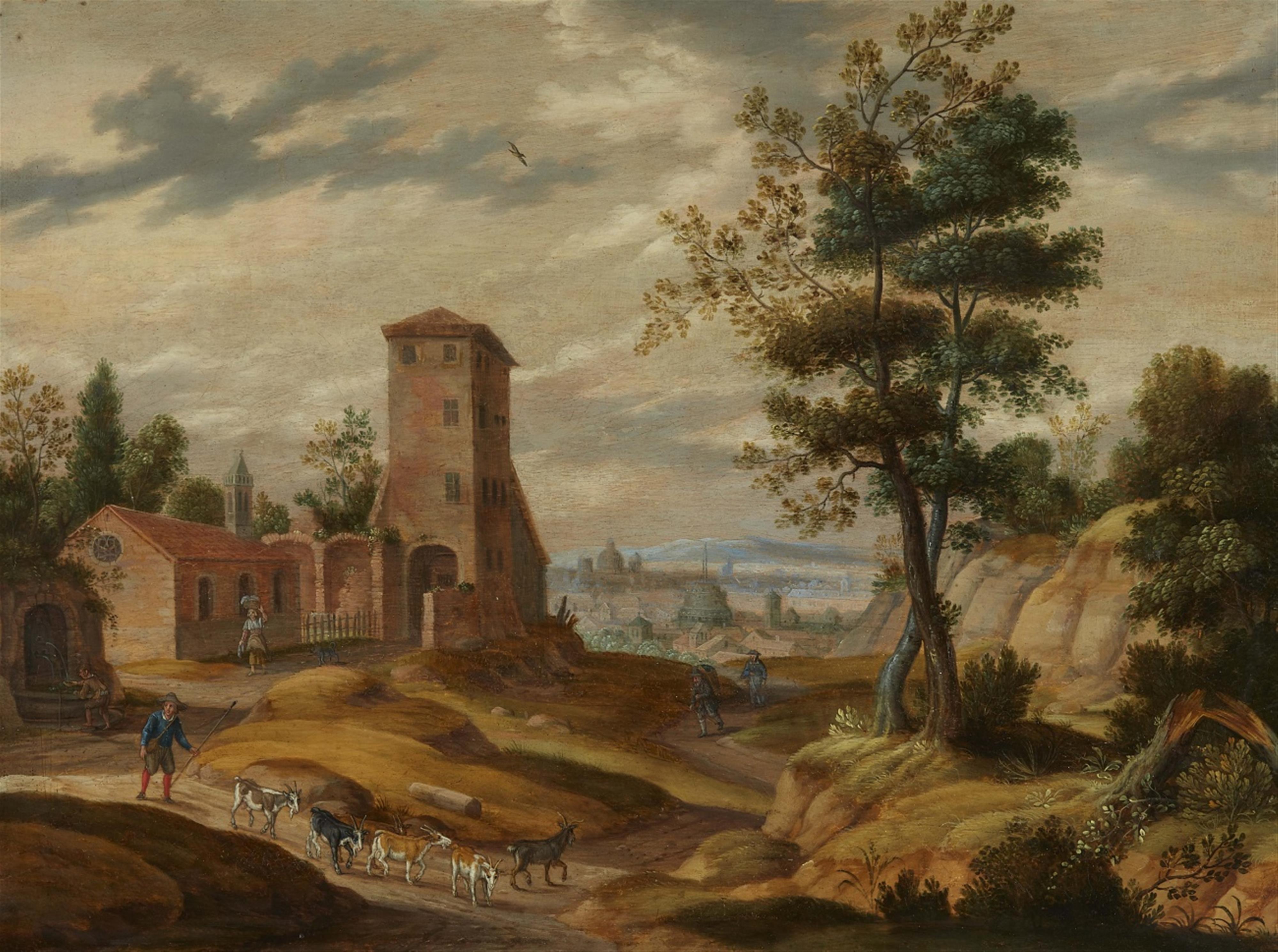 Izaak van Oosten - Southern Landscape with a Monastery - image-1