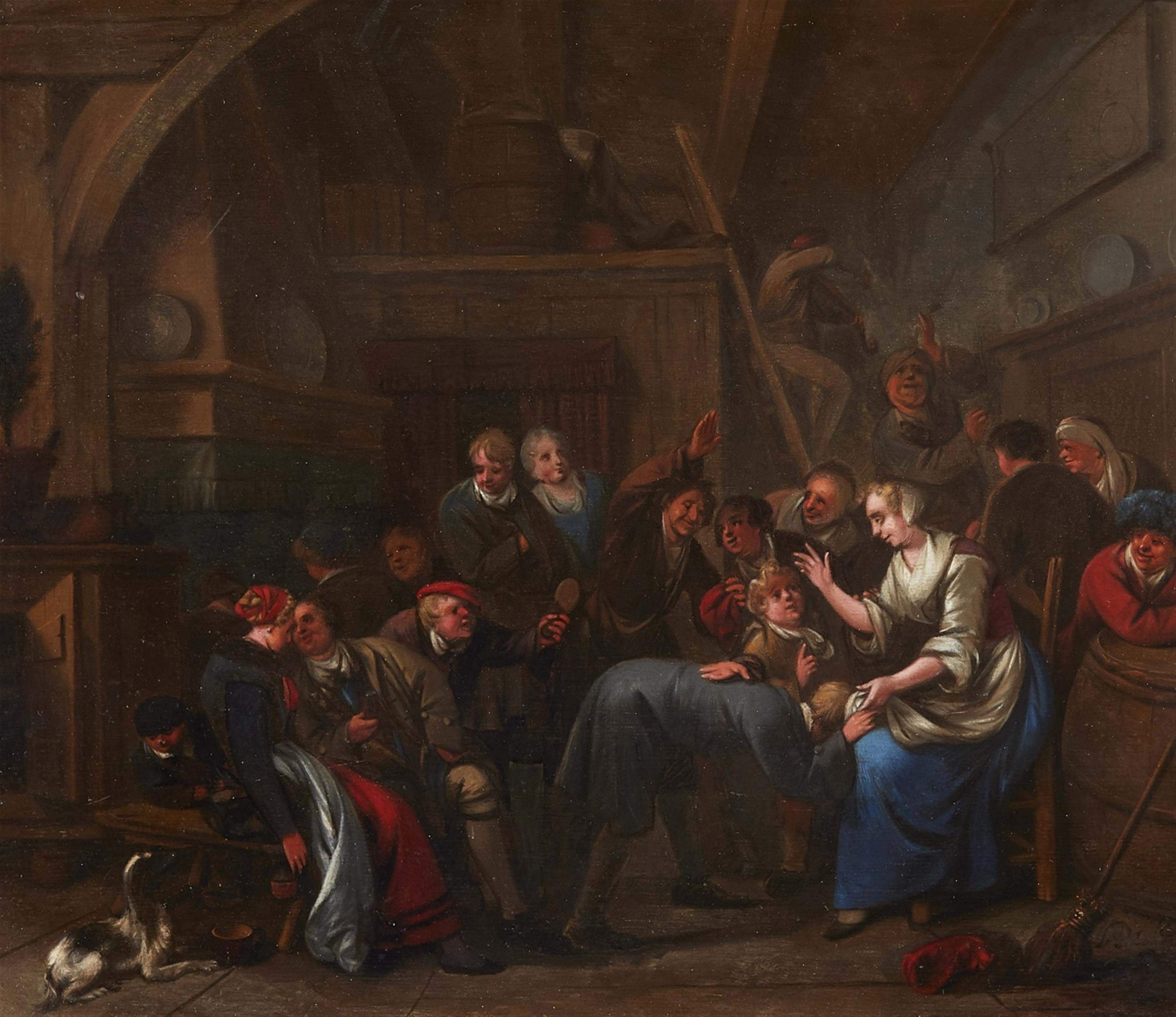 Bernardus van Schijndel - Banquet Scene with Merry Company playing "La Main Chaude" - image-1