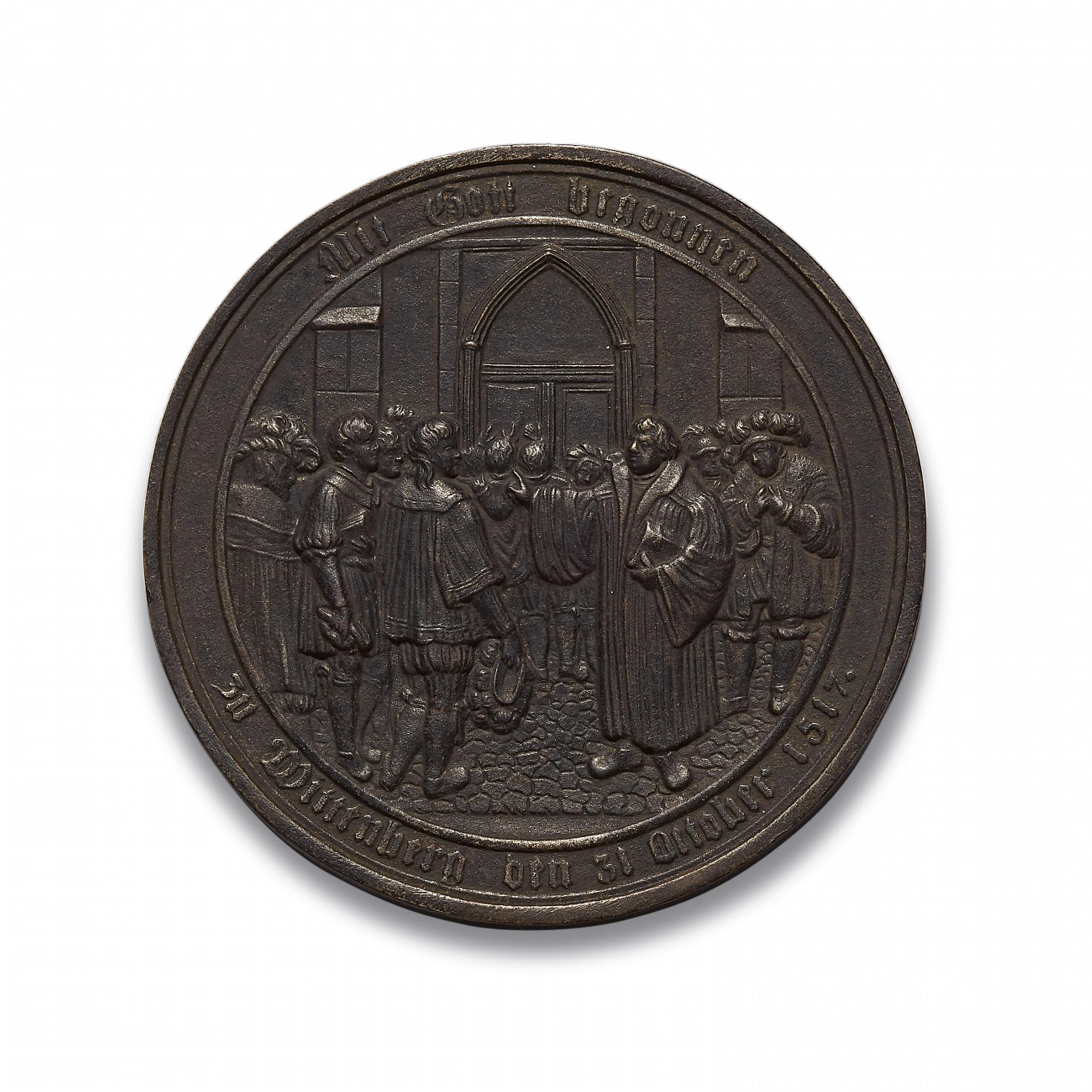A cast iron medallion commemorating Reformation Day 1817 - image-1