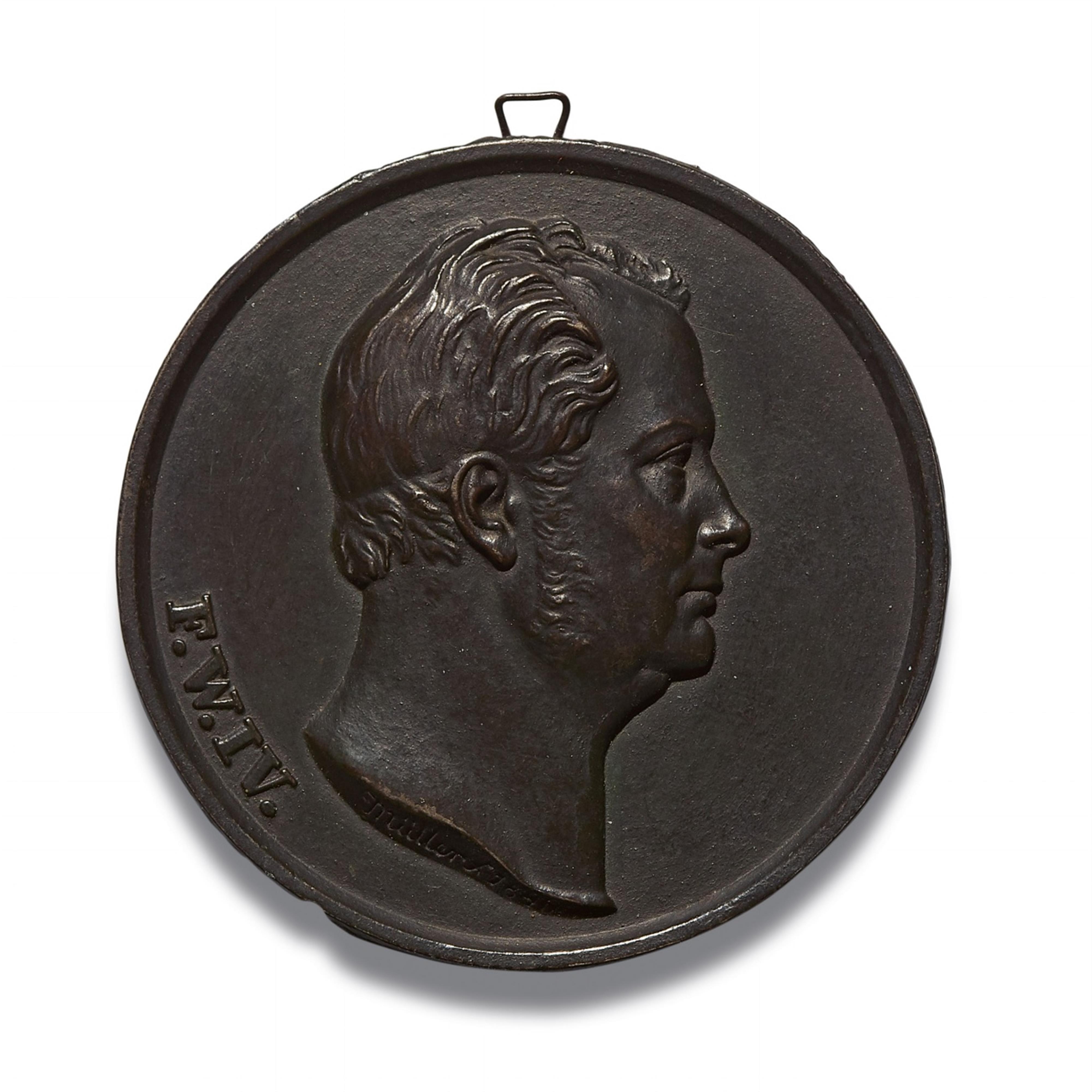 A cast iron medallion with a portrait of Friedrich Wilhelm IV of Prussia - image-1