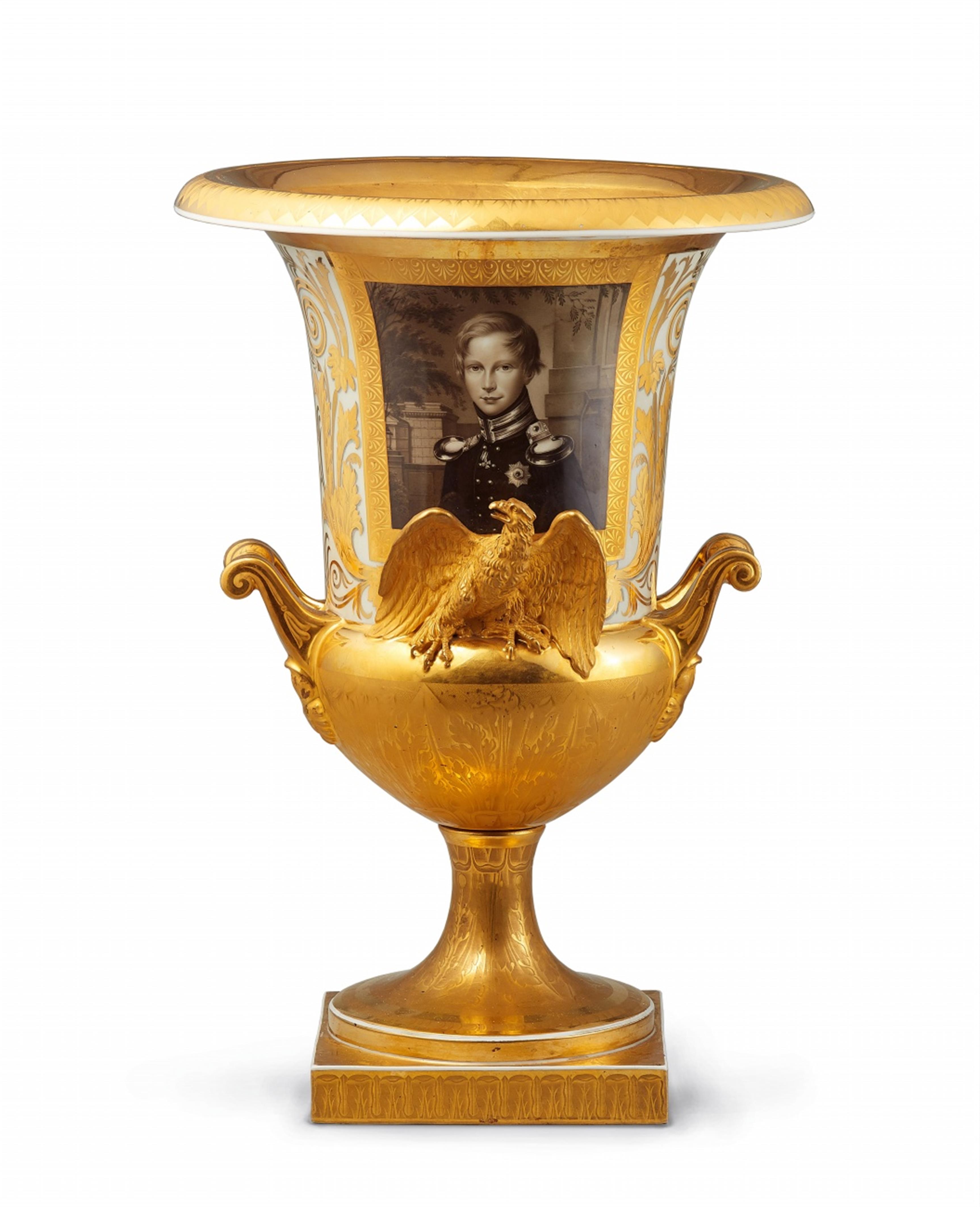 A Berlin KPM porcelain commemorative vase with a portrait of Prince Albrecht - image-1