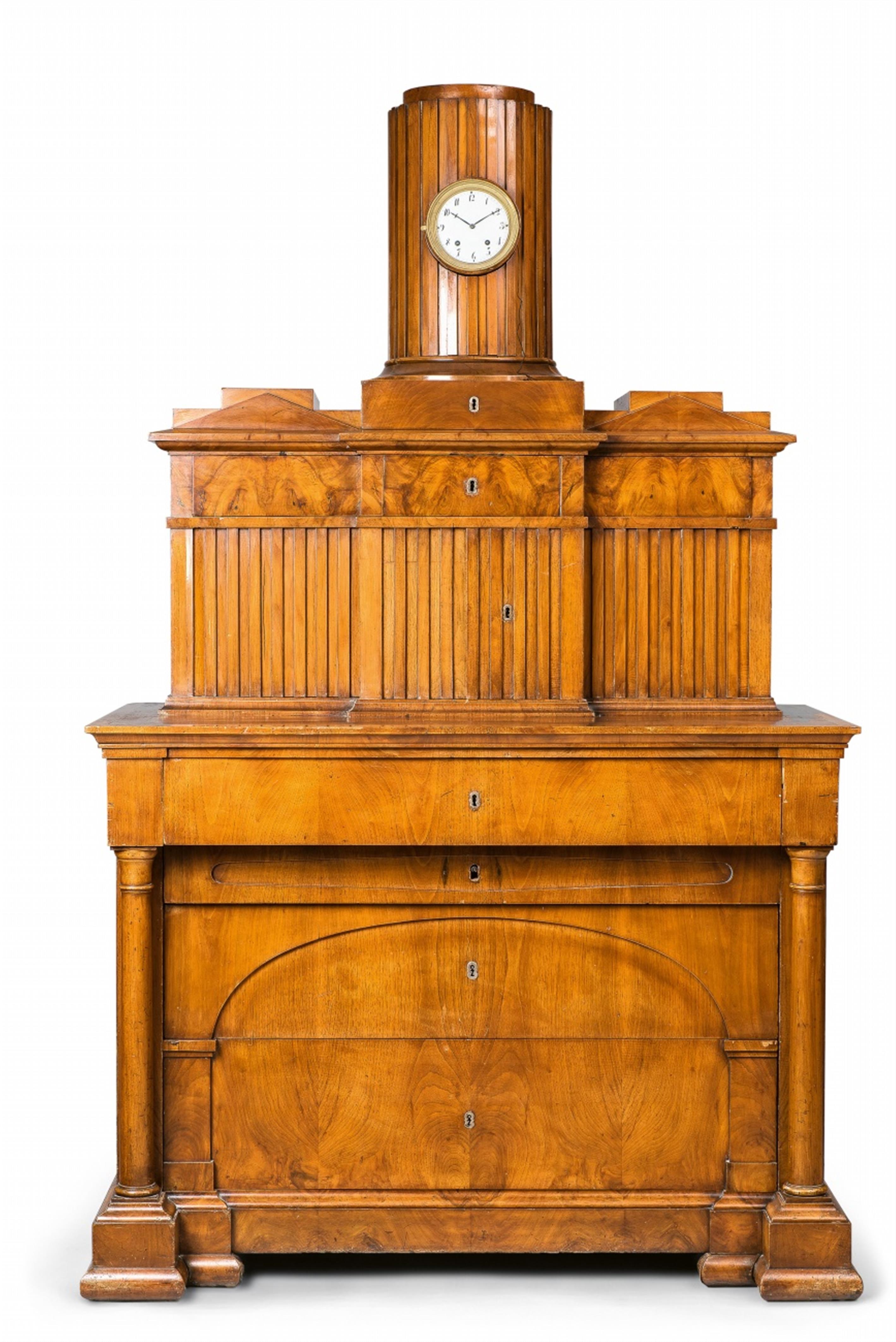 A Bernhard Wanschaff signed Berlin chest of drawers with a clock - image-1