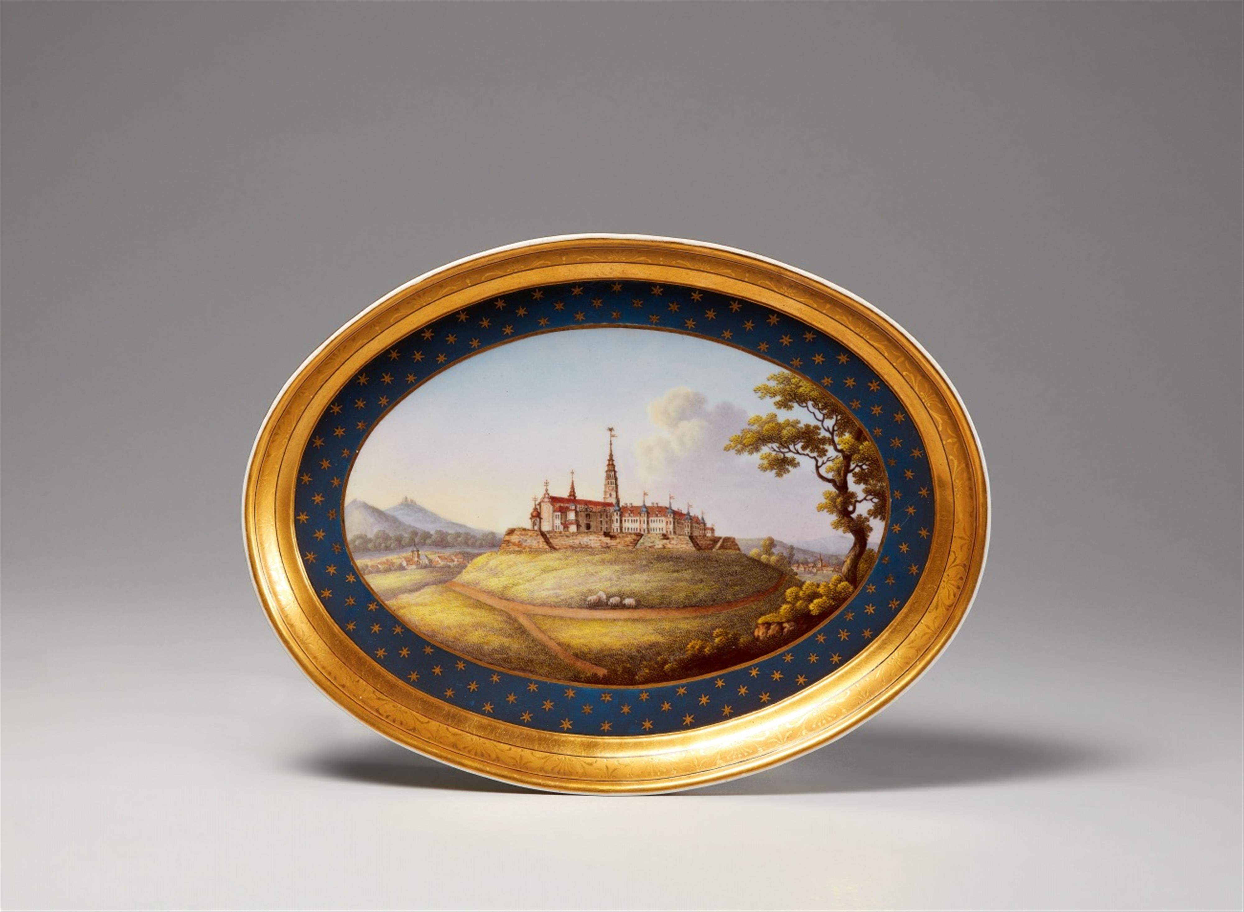 A Berlin KPM porcelain tray with a view of Jasna Góra monastery - image-1