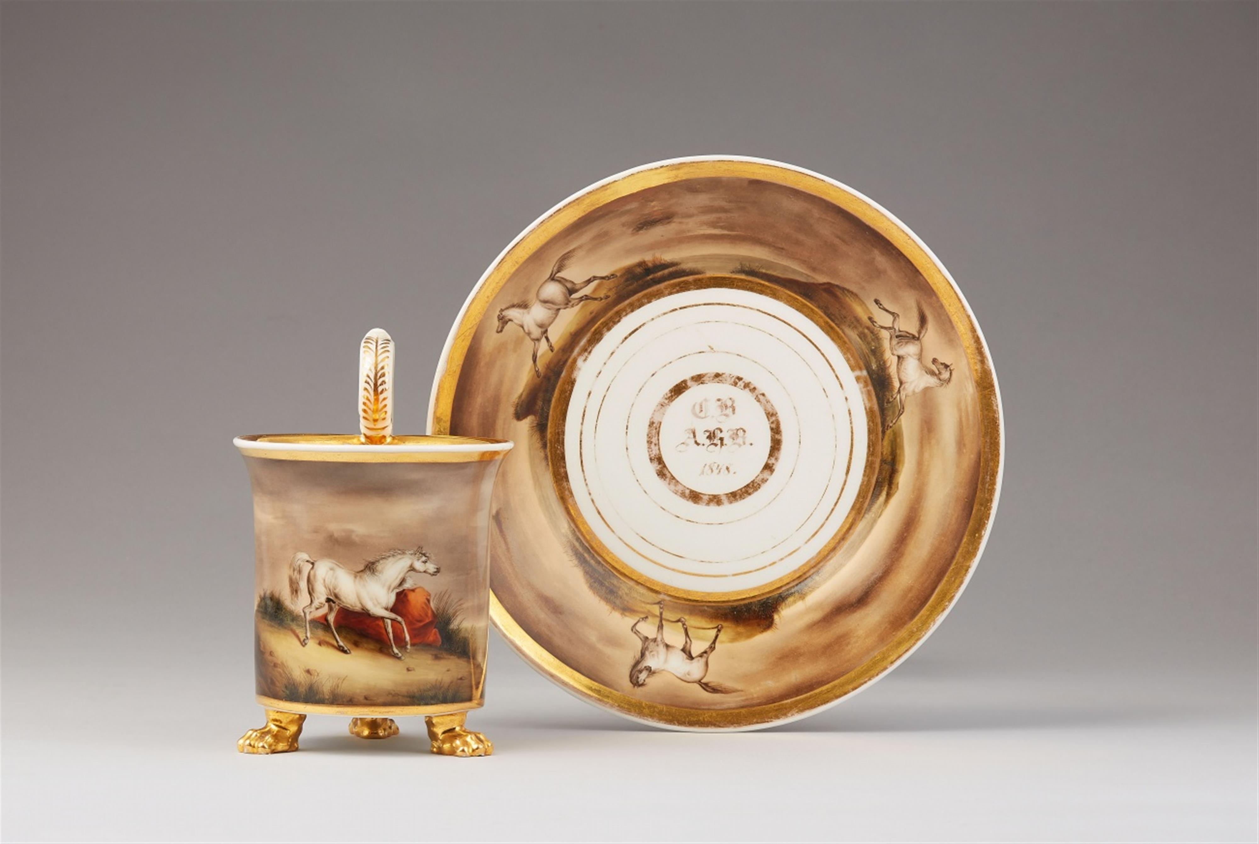 A Berlin KPM porcelain cup with a horse - image-1