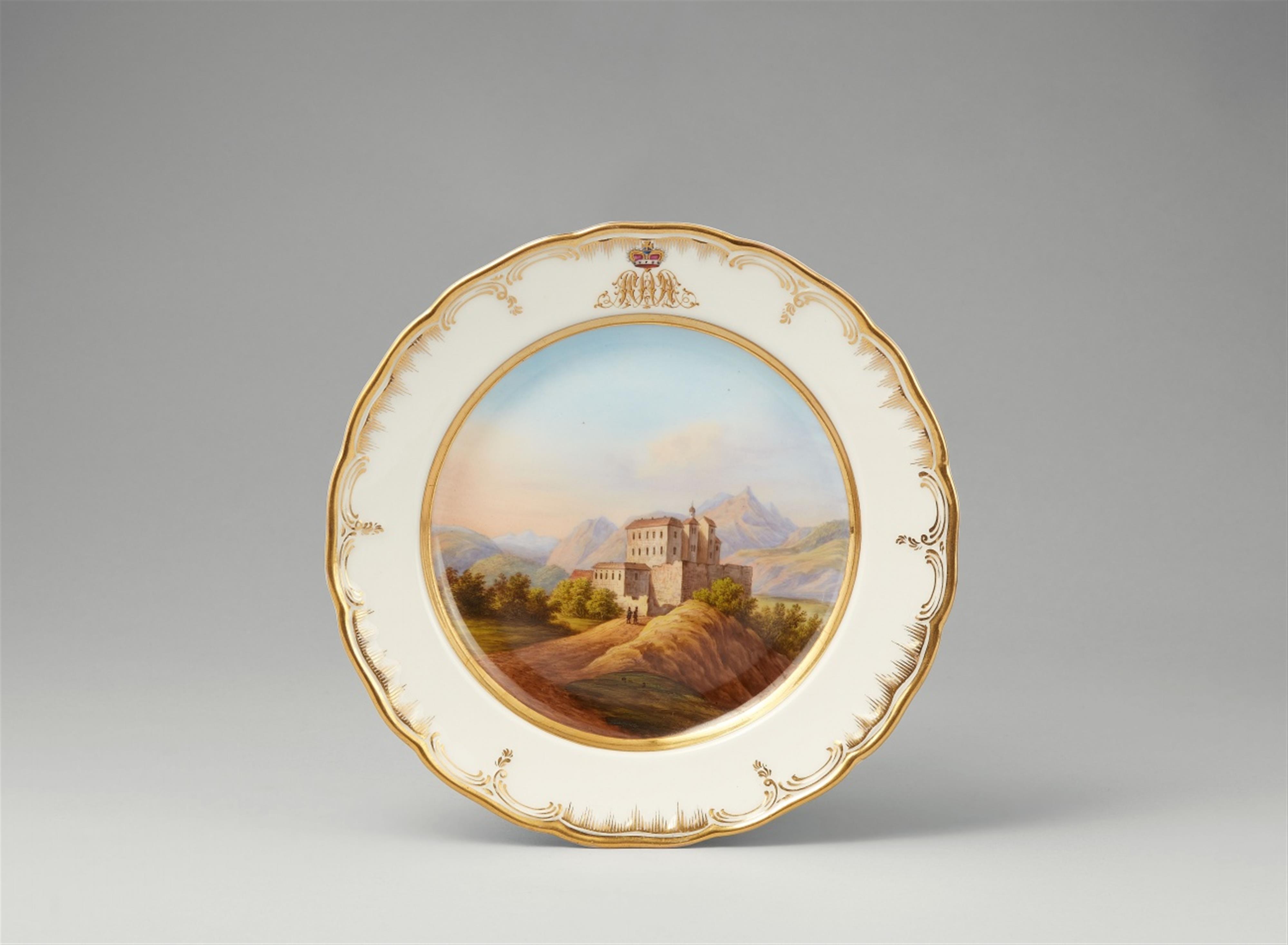 A Berlin KPM porcelain plate with a royal monogram - image-1