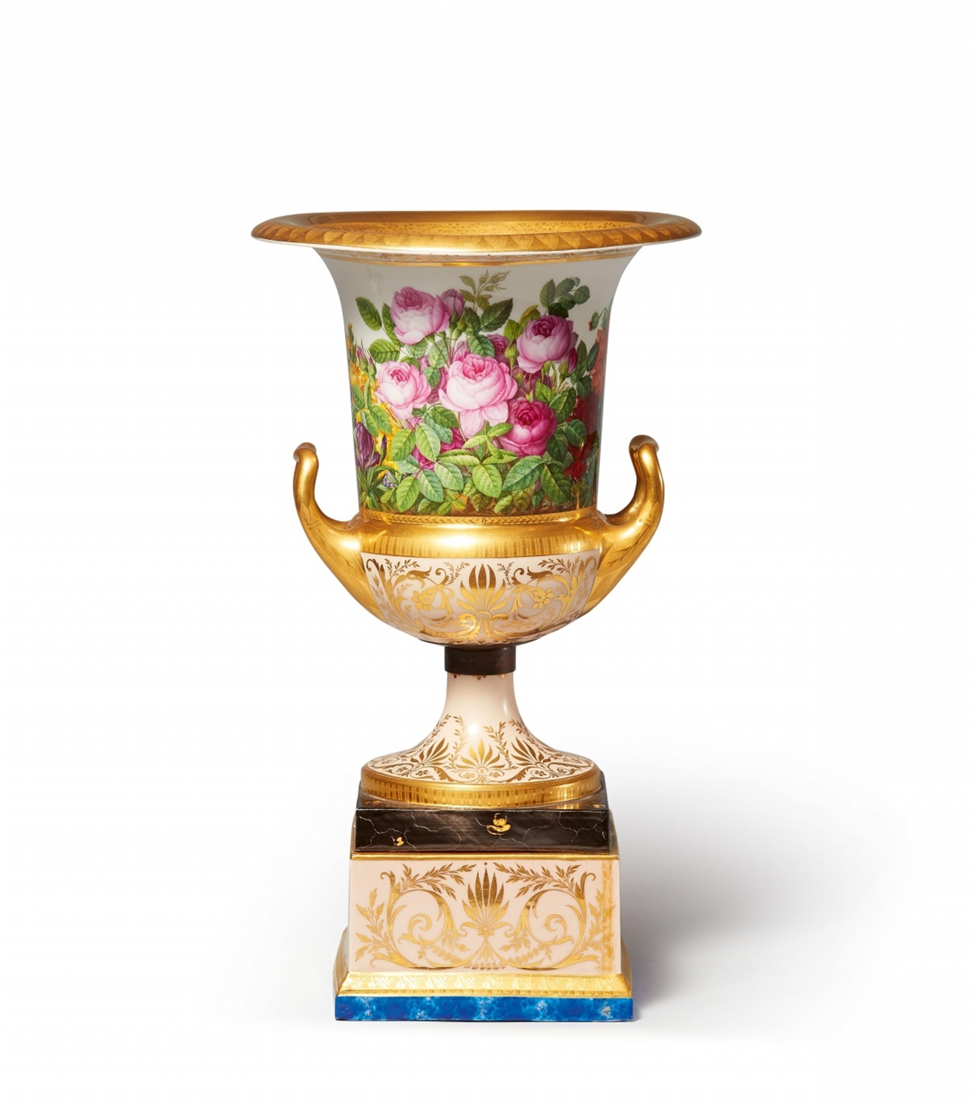 A Berlin KPM porcelain "Rhedensche Vase" with fleurs en terrasse - image-2