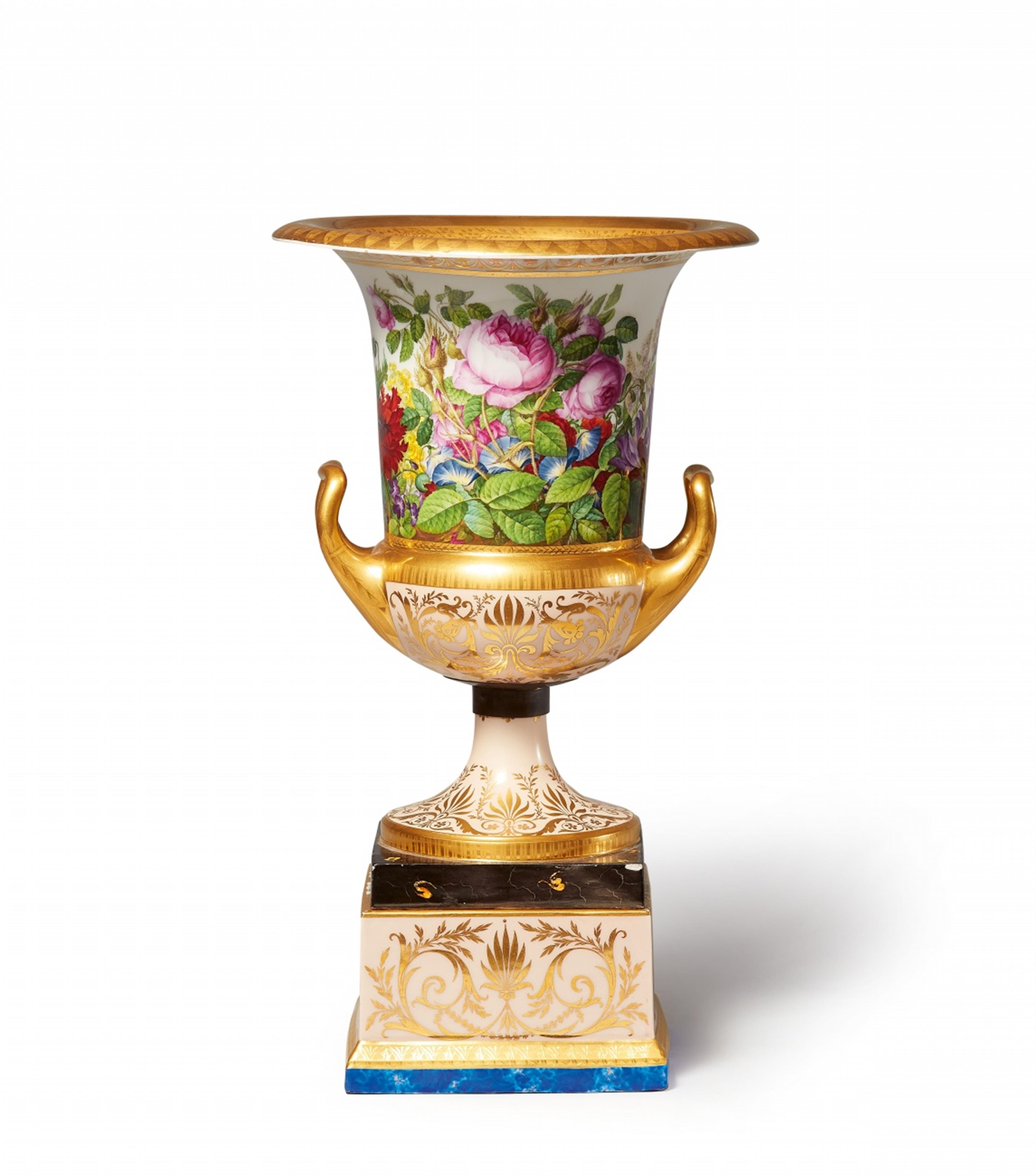 A Berlin KPM porcelain "Rhedensche Vase" with fleurs en terrasse - image-1