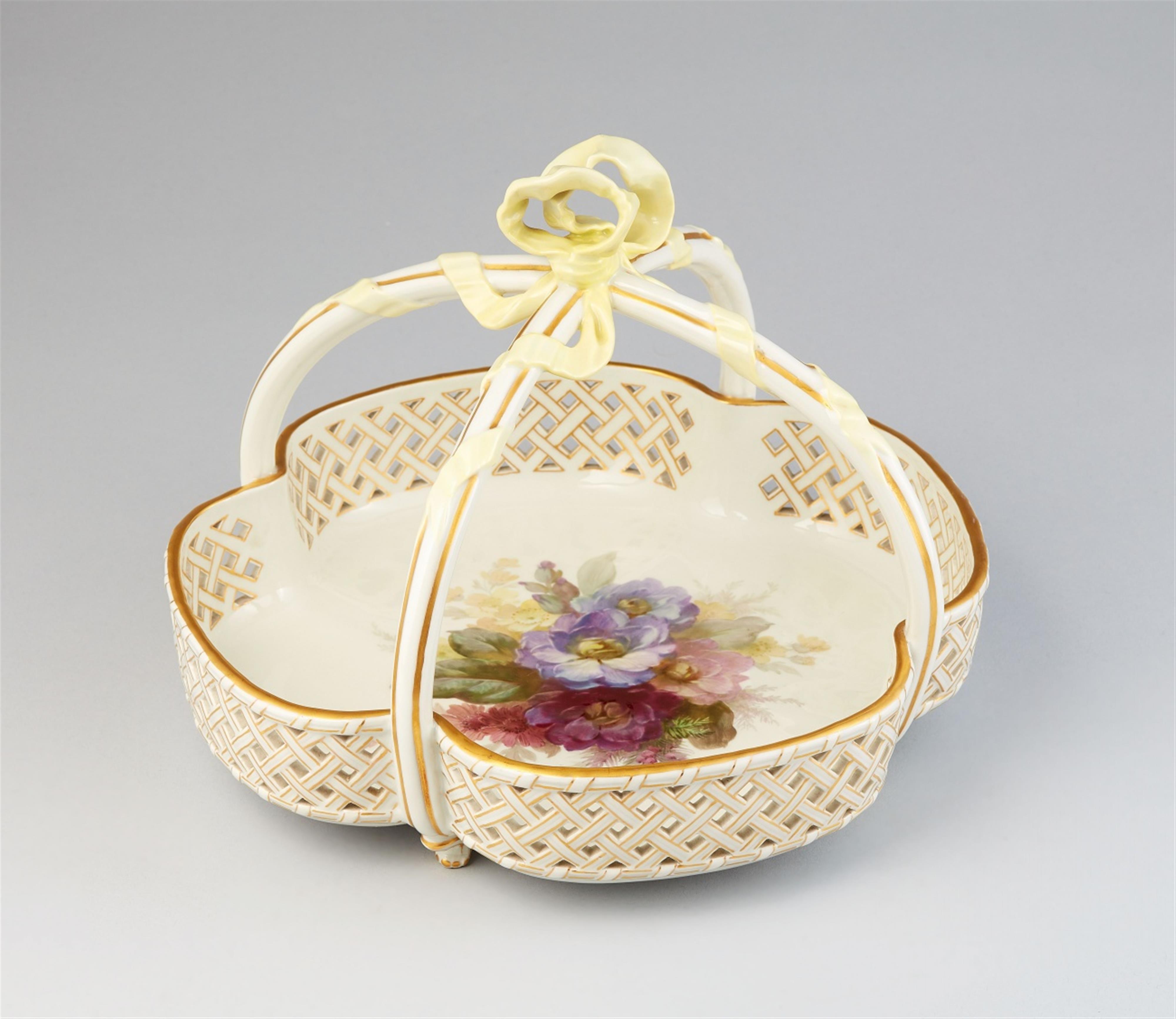 A Berlin KPM porcelain fruit basket with "weichmalerei" decor - image-1