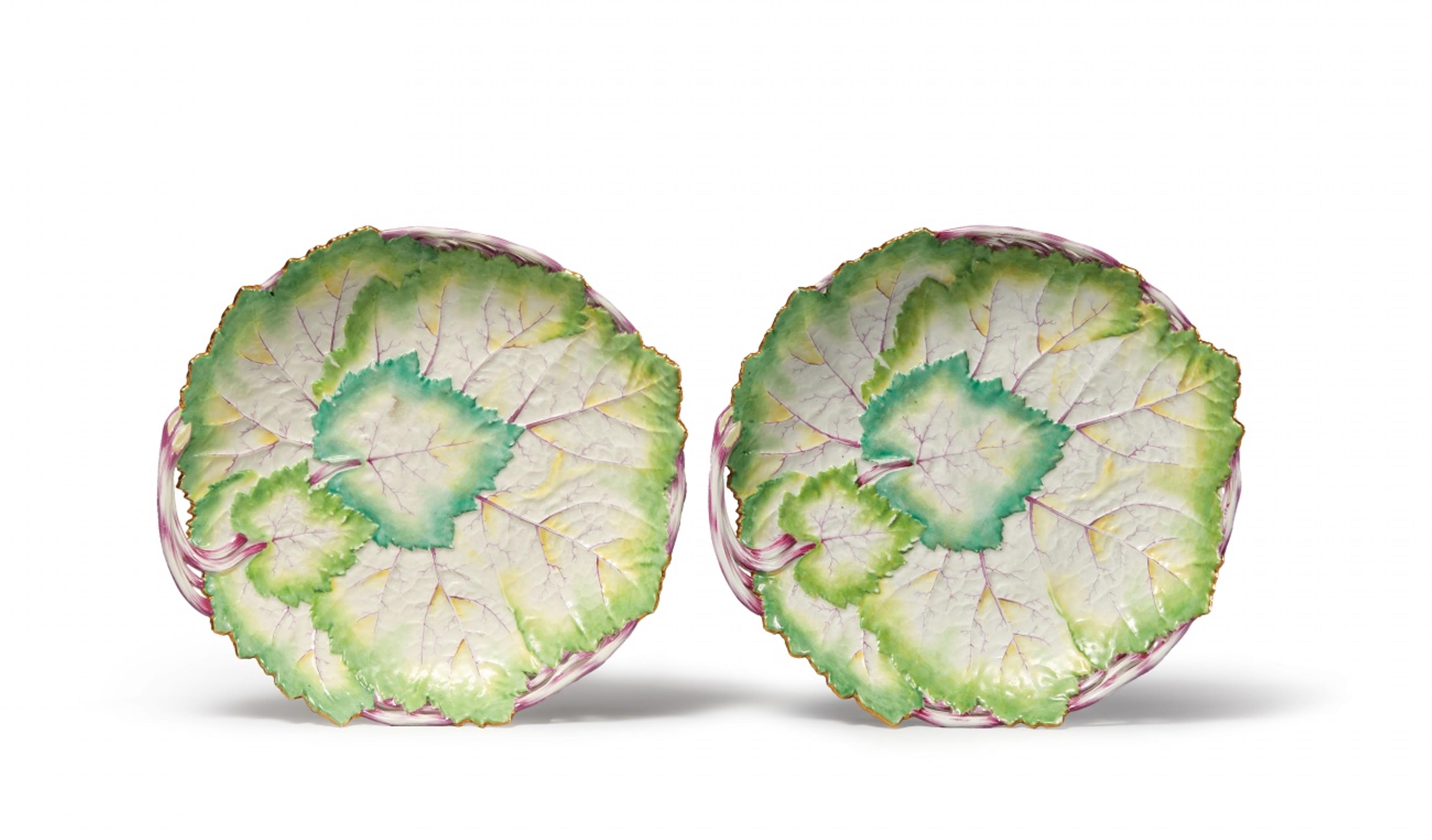 A pair of Berlin KPM porcelain leaf dishes from a royal dinner service - image-1