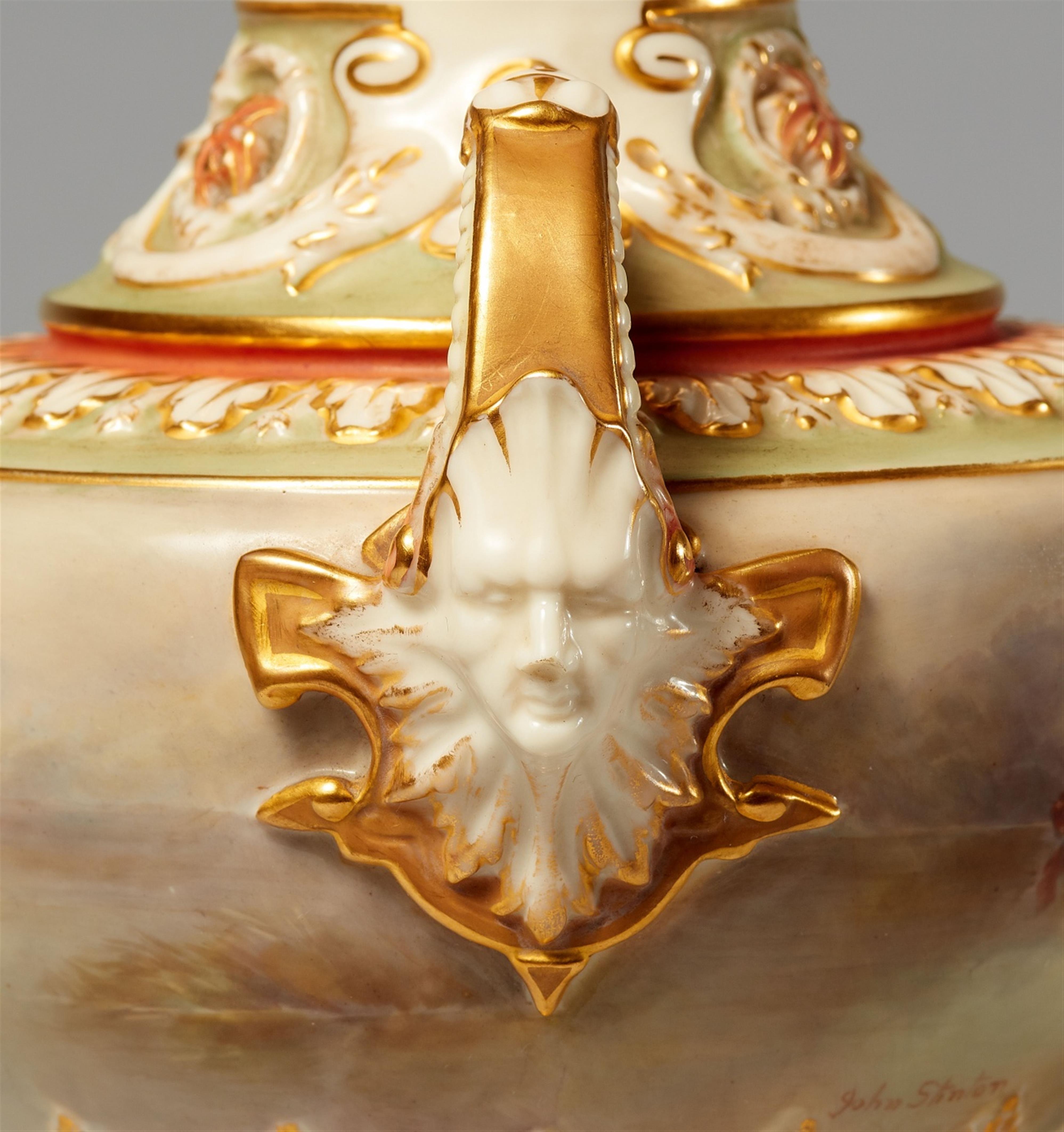 A Royal Worcester porcelain vase with Highland cattle - image-2