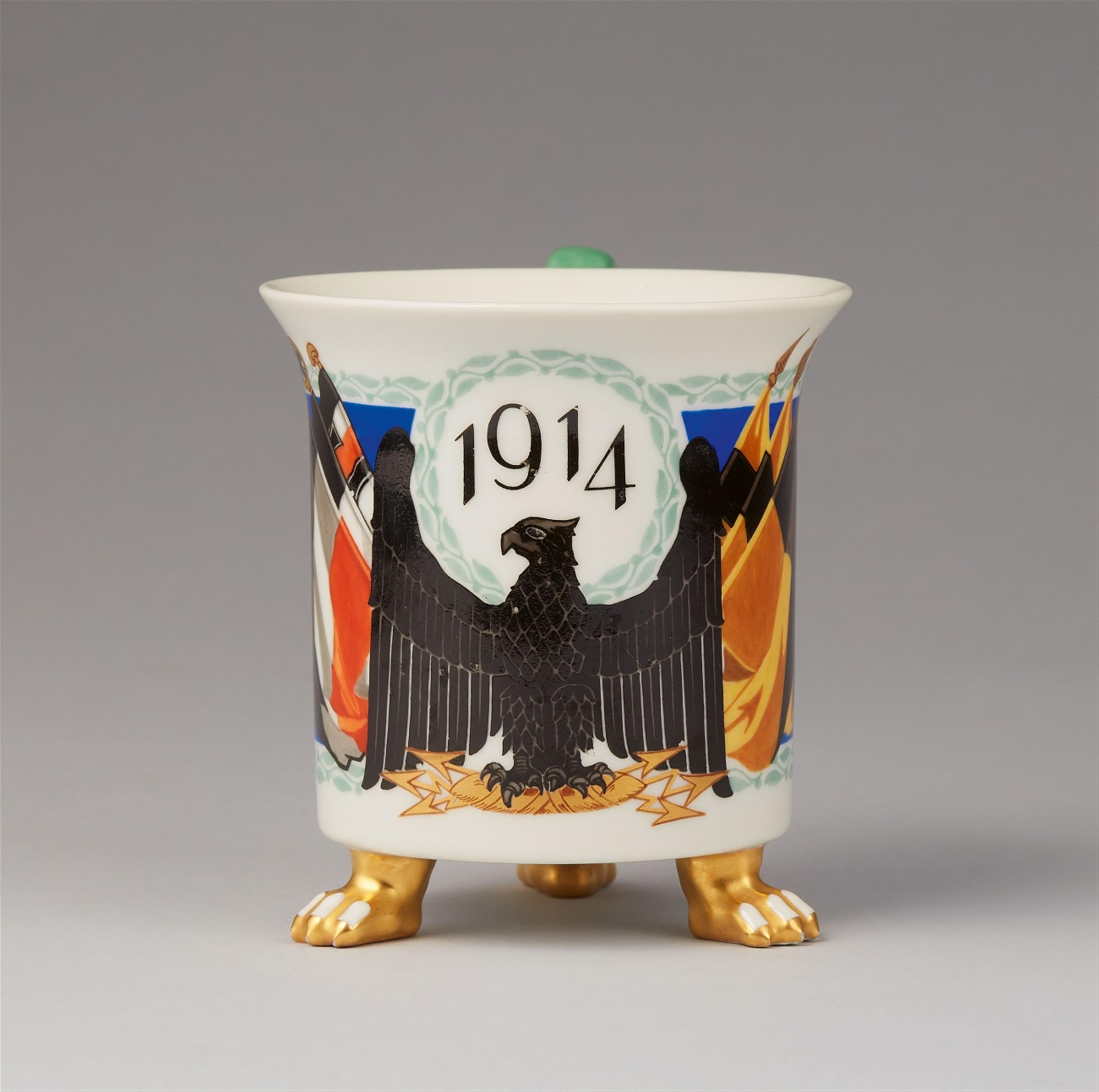 A Berlin KPM porcelain 1914 war memorial cup - image-1