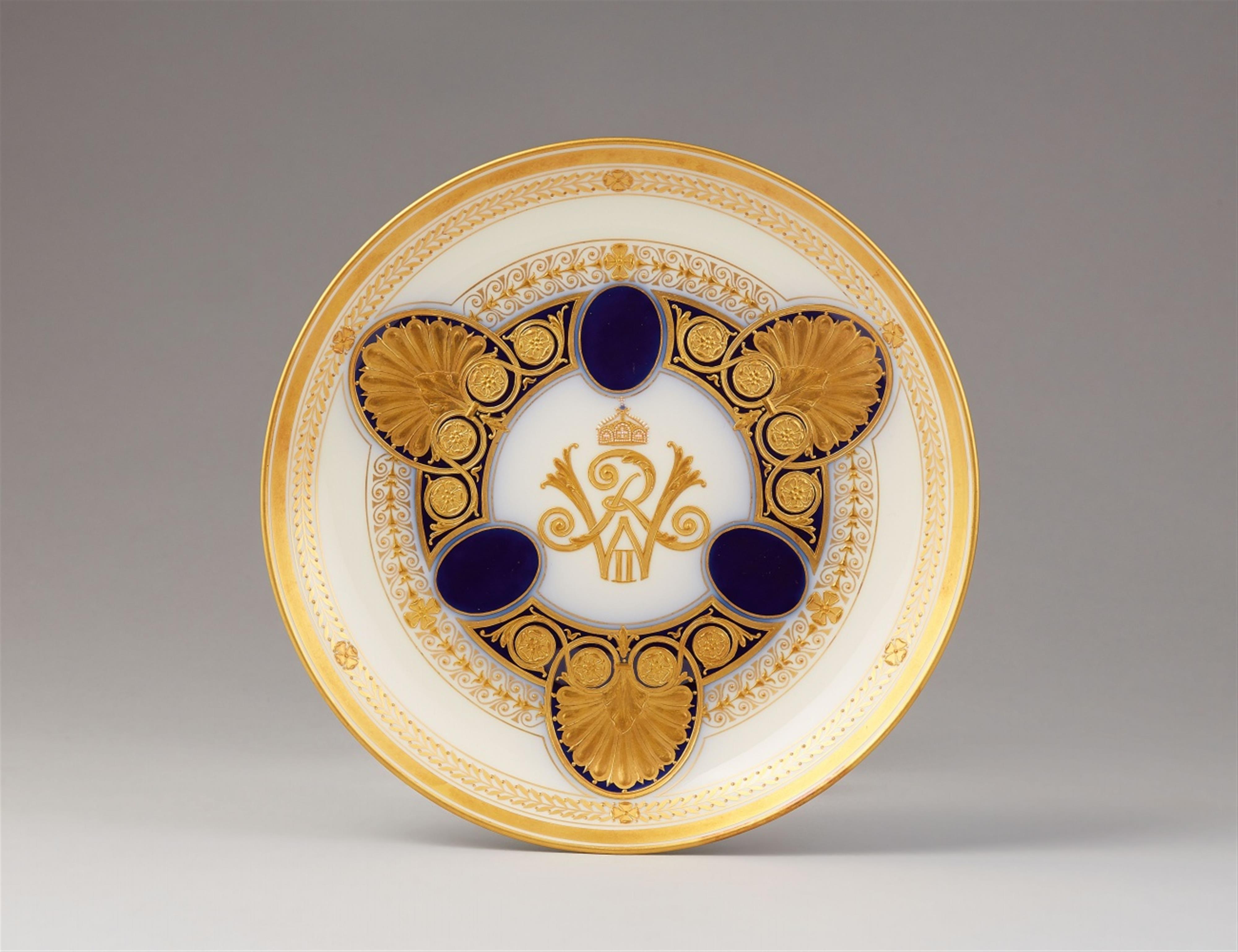 A Berlin KPM porcelain saucer with monogram of Emperor Wilhelm II - image-1