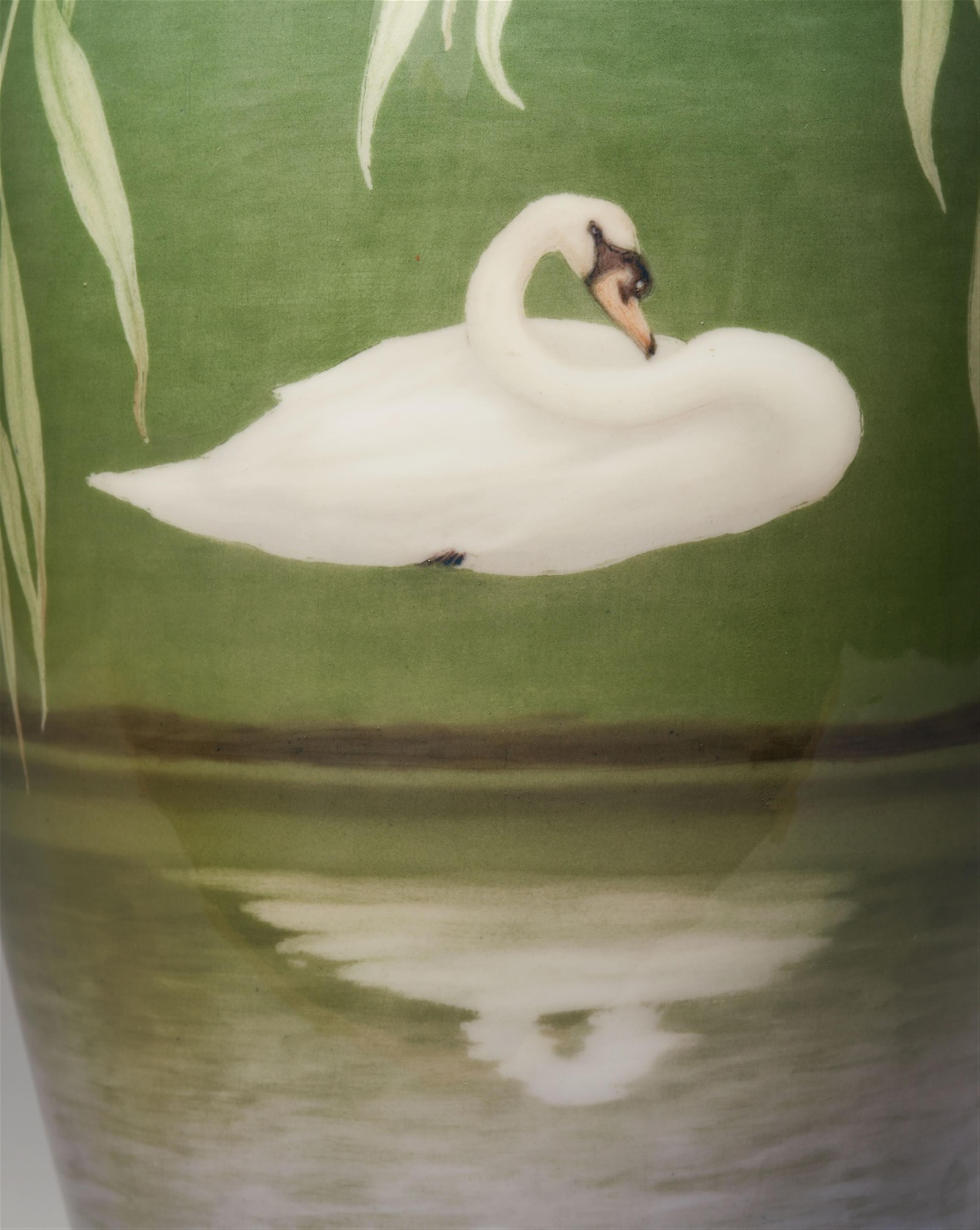 A large Royal Copenhagen porcelain vase with swans - image-4