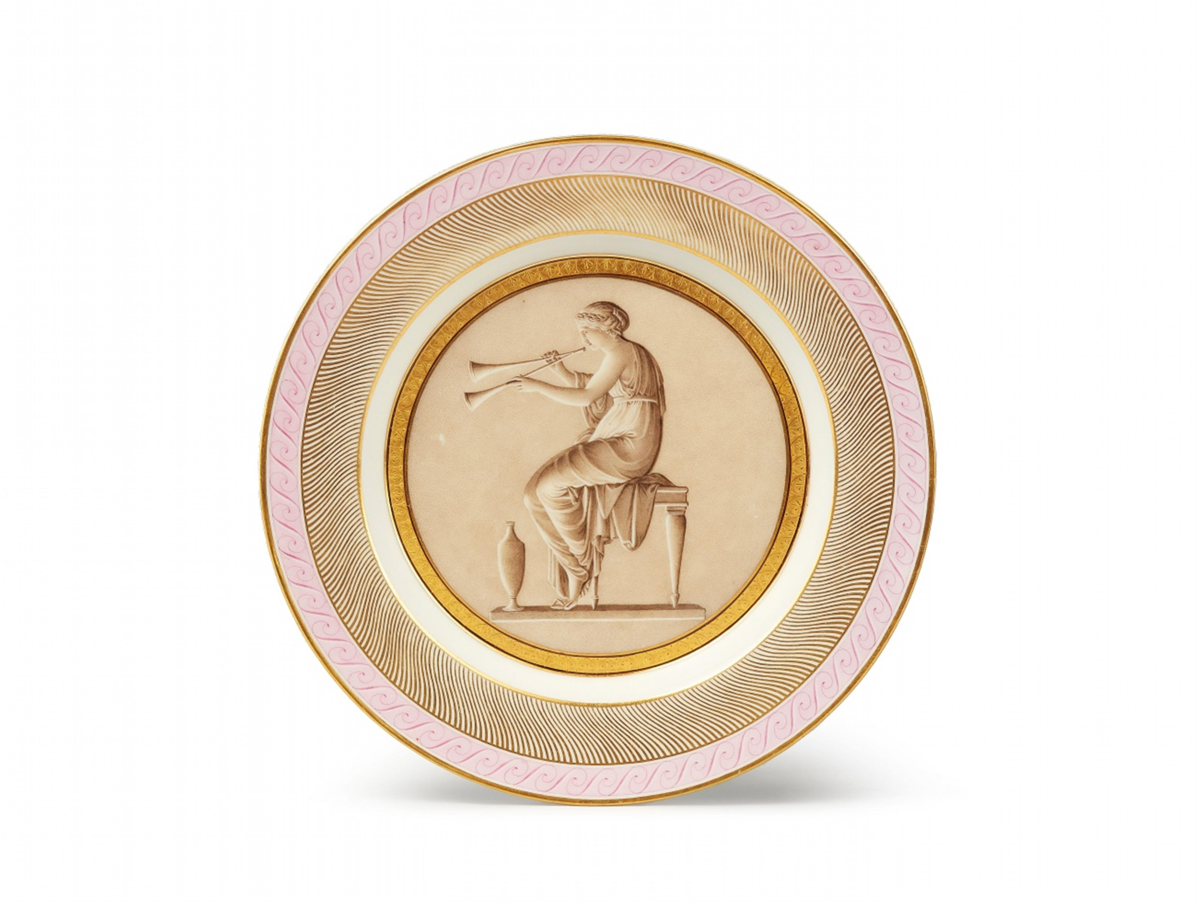 A Berlin KPM porcelain plate with a lady playing an aulos - image-1