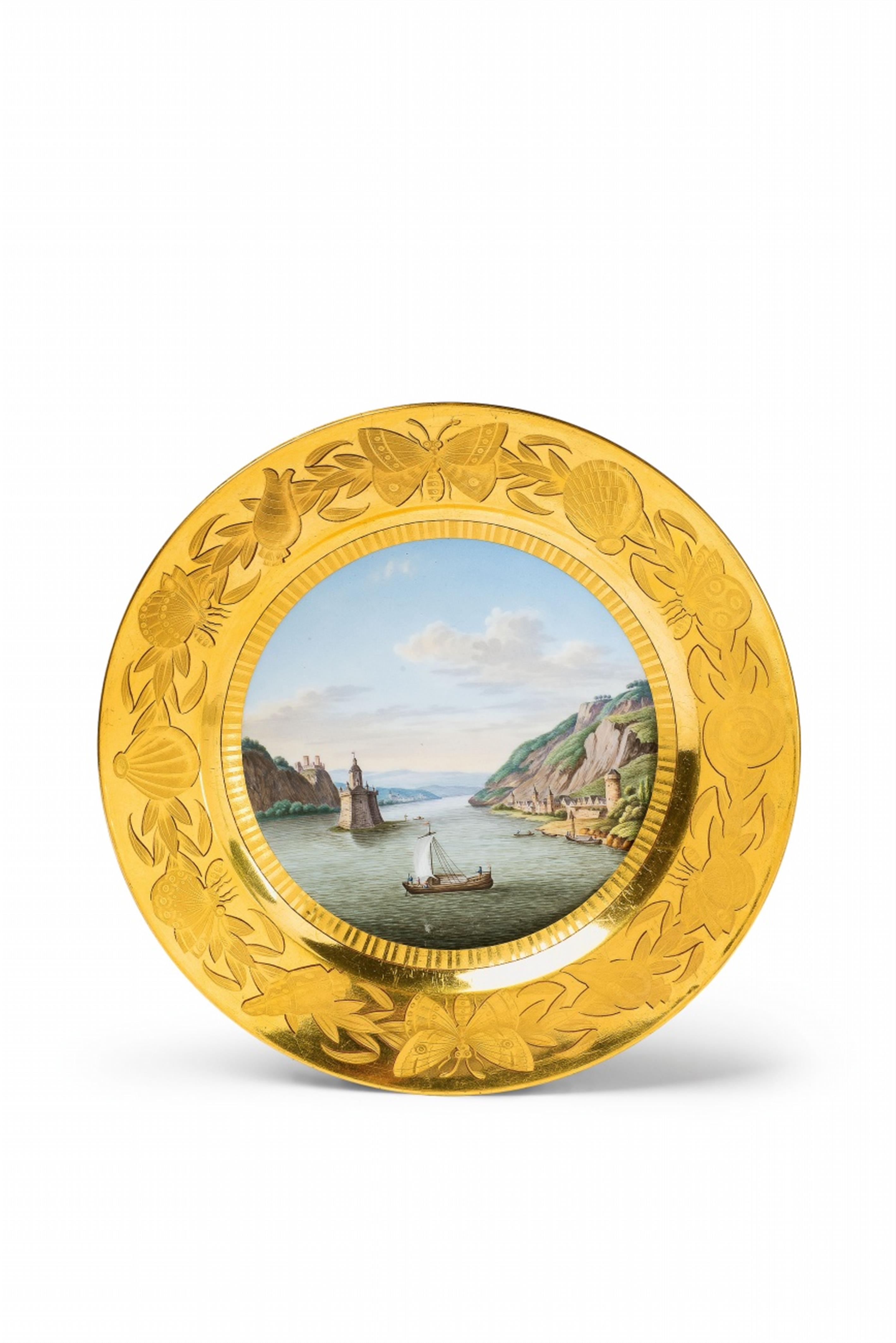 A Berlin KPM porcelain plate with a view of the "Pfalz und Caub" - image-1