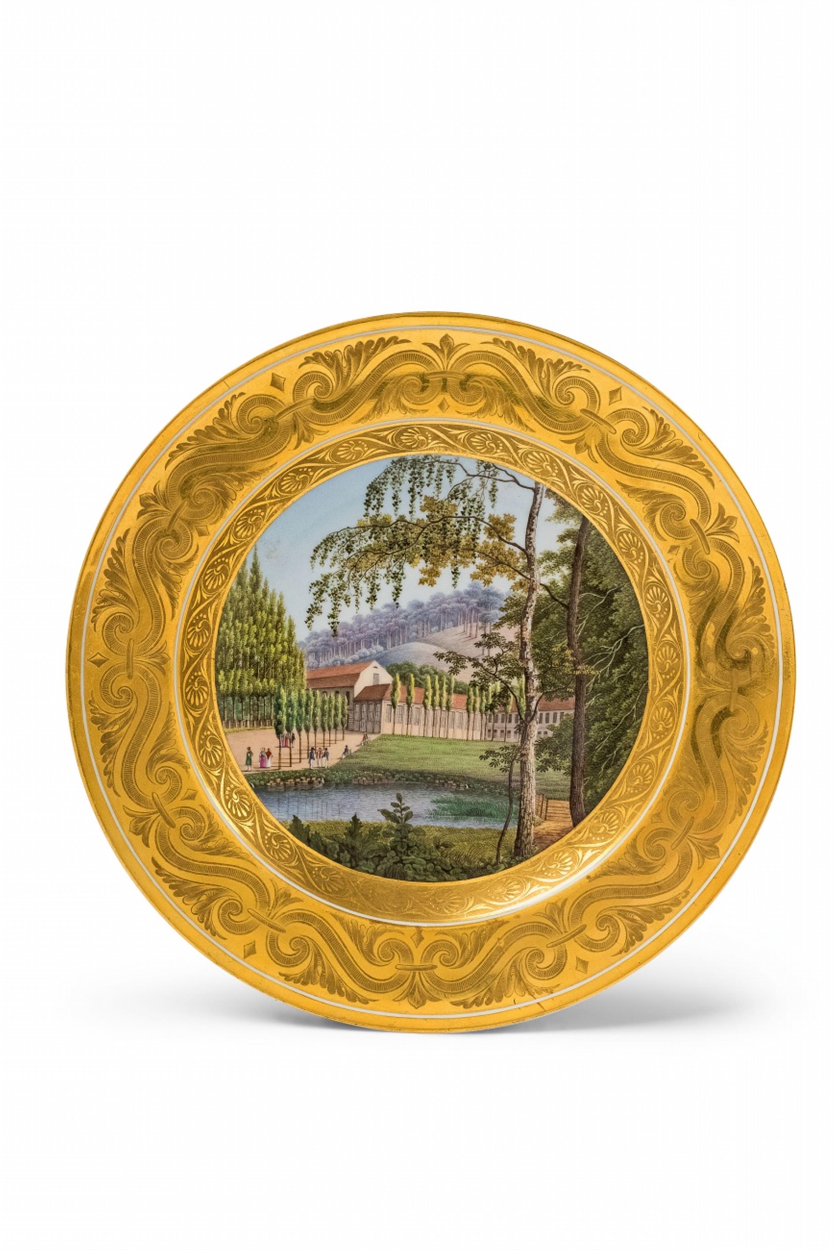A Berlin KPM porcelain dessert plate with a view of Brandenburg - image-1