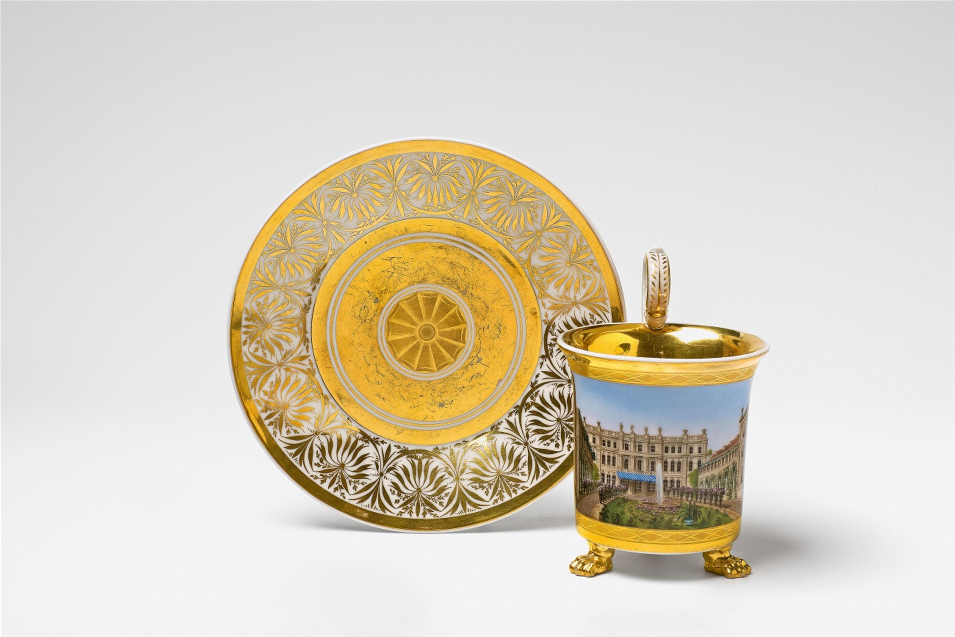 A Berlin KPM porcelain cup with a rare view of the gardens of Prince Albrecht's palace - image-1