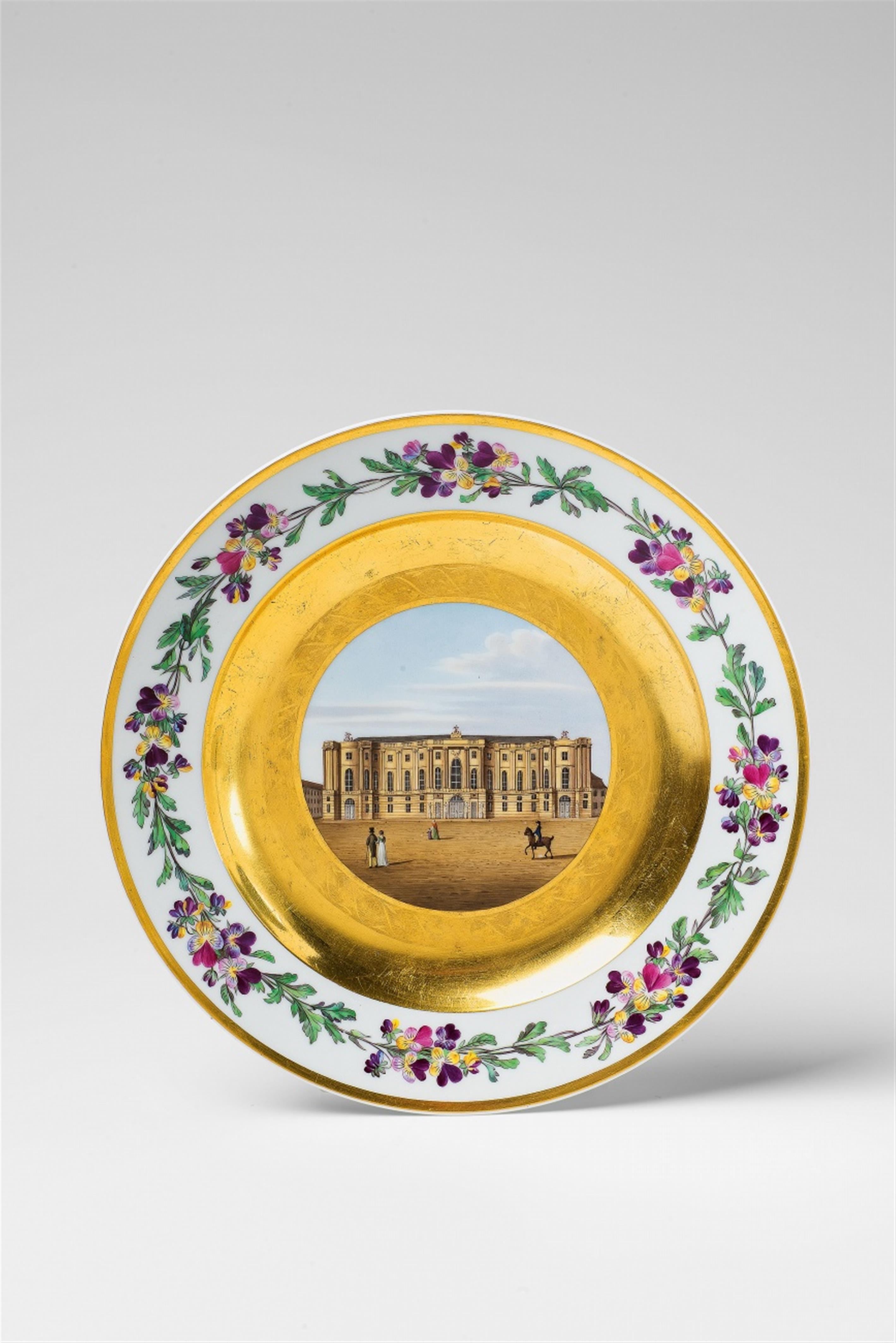 A Berlin KPM porcelain plate with a view of the library in Berlin - image-1