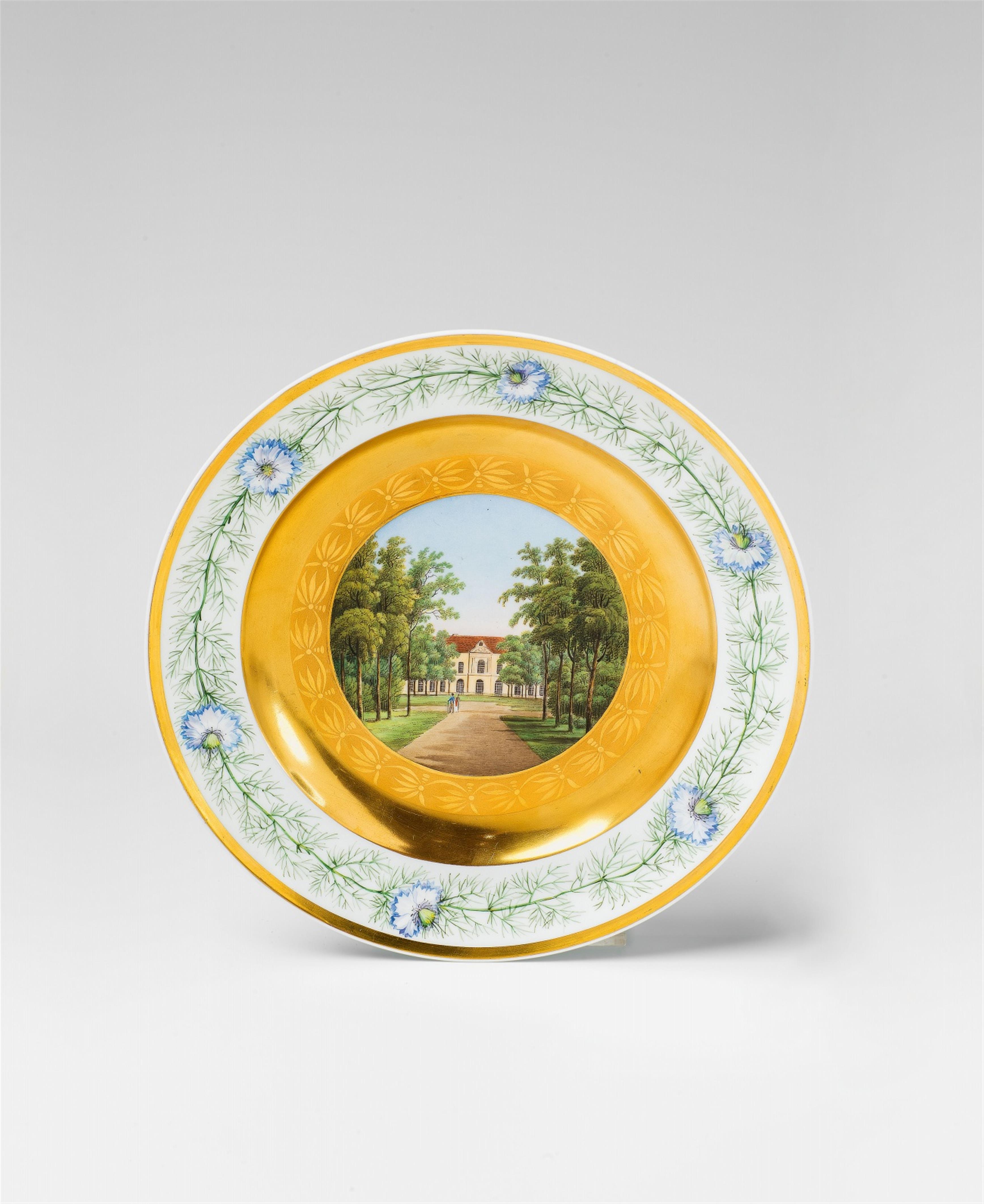 A Berlin KPM porcelain plate with a view of Schönhausen Palace - image-1