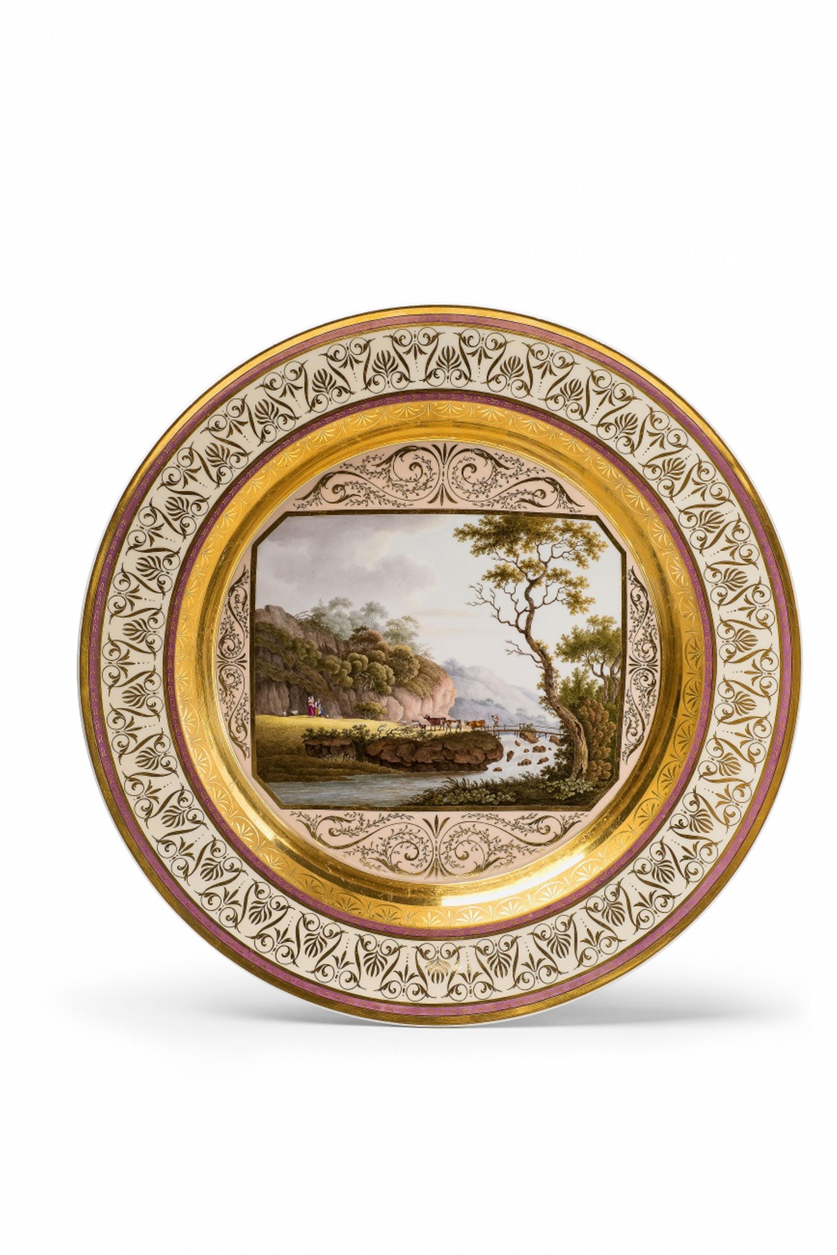 A large Berlin KPM porcelain platter with landscape decor - image-1