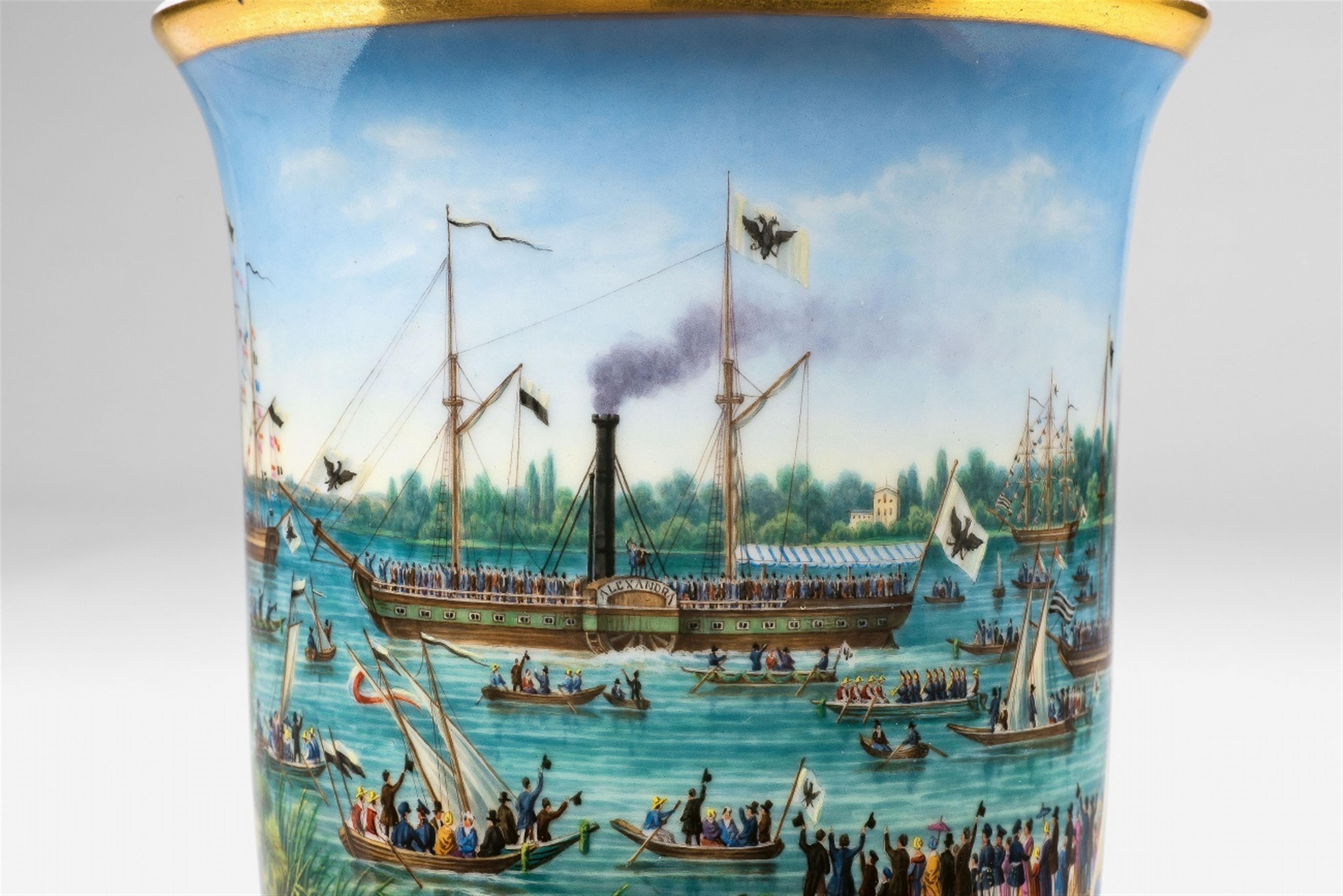 A Berlin KPM porcelain cup with the steam ship Alexandra - image-2