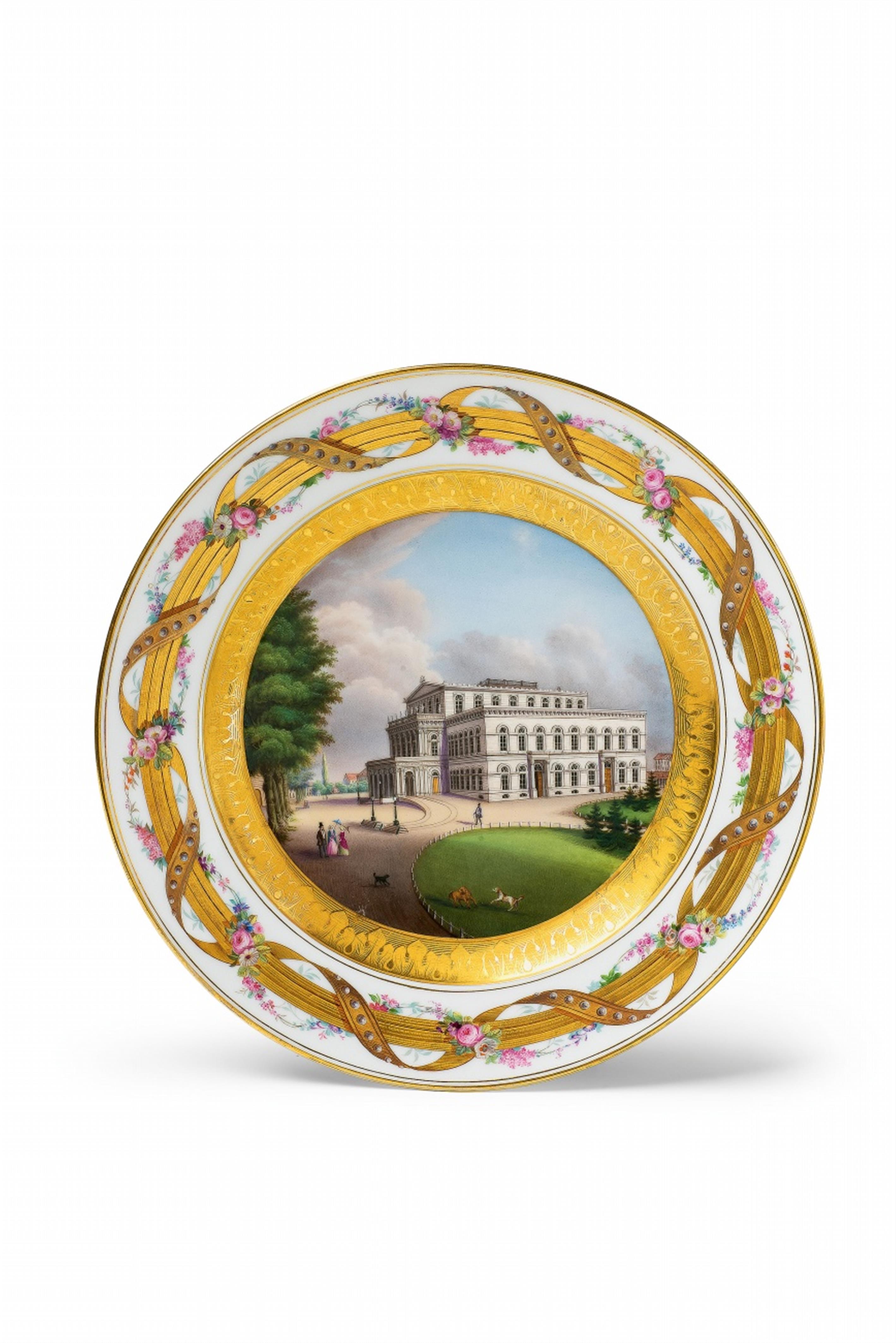 A Berlin KPM porcelain plate with a view of the new court theatre in Hannover - image-1