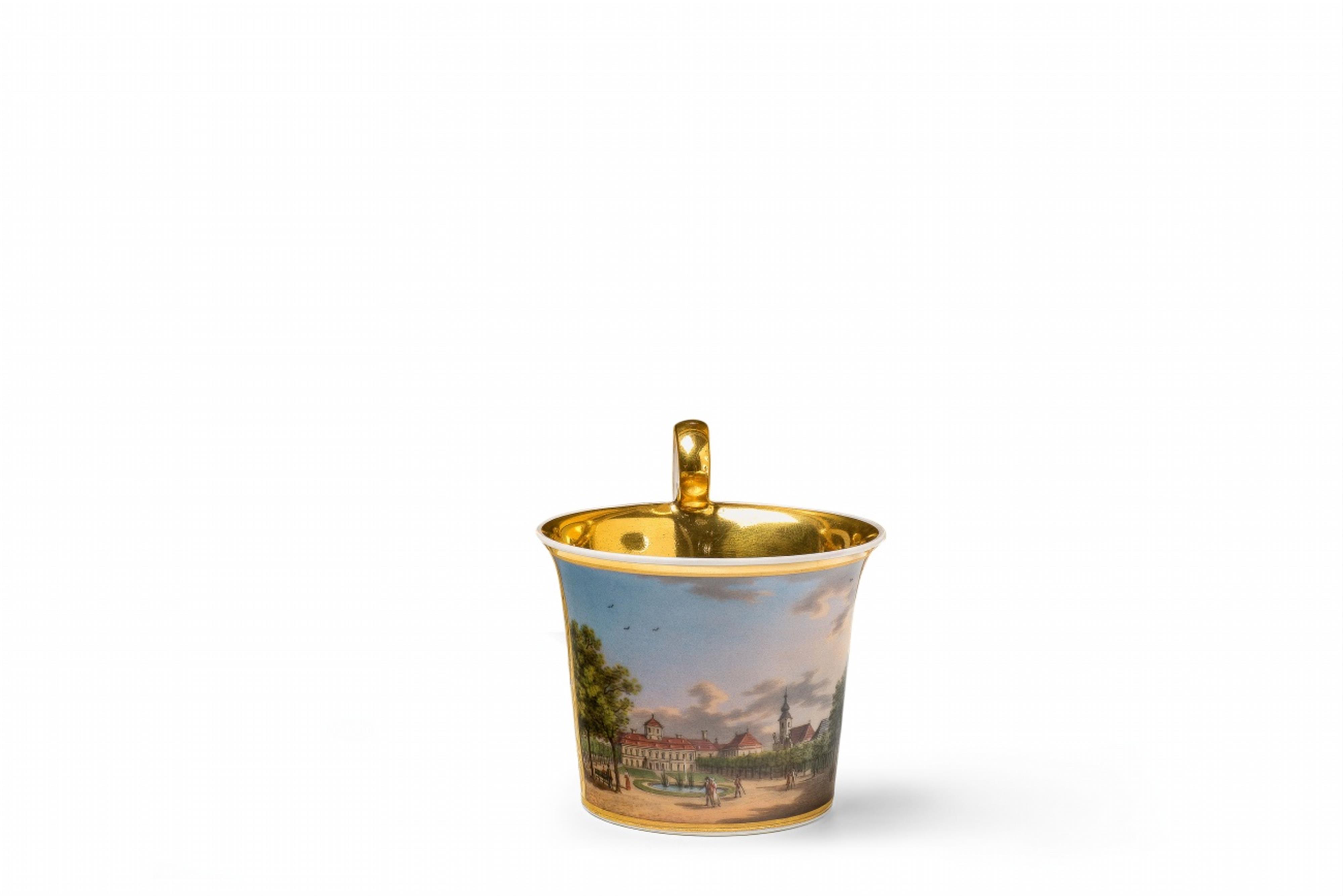 A Vienna porcelain cup and saucer with a view of Laxembourg Palace - image-1