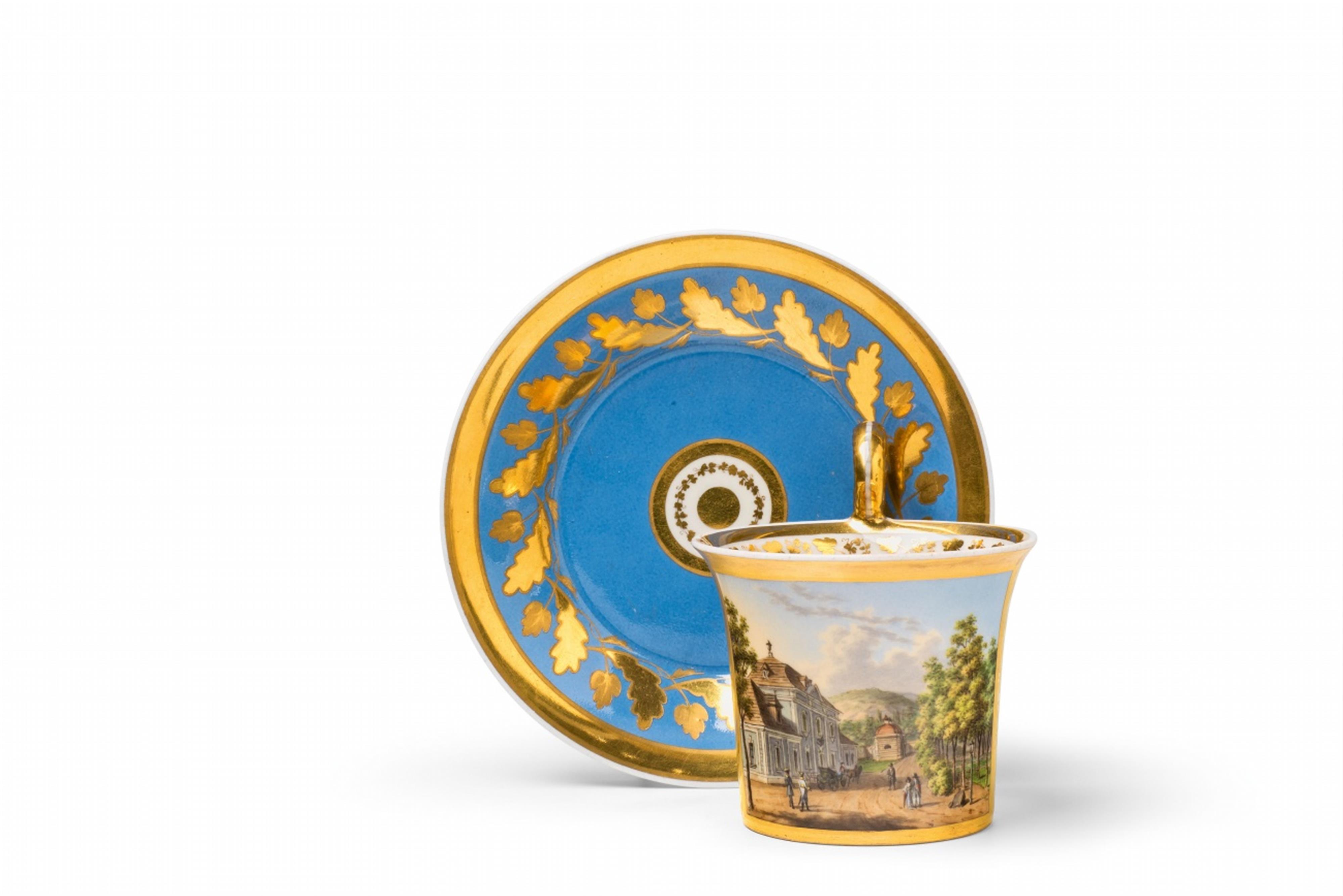 A Vienna porcelain cup and saucer with a view of Baden near Vienna - image-1