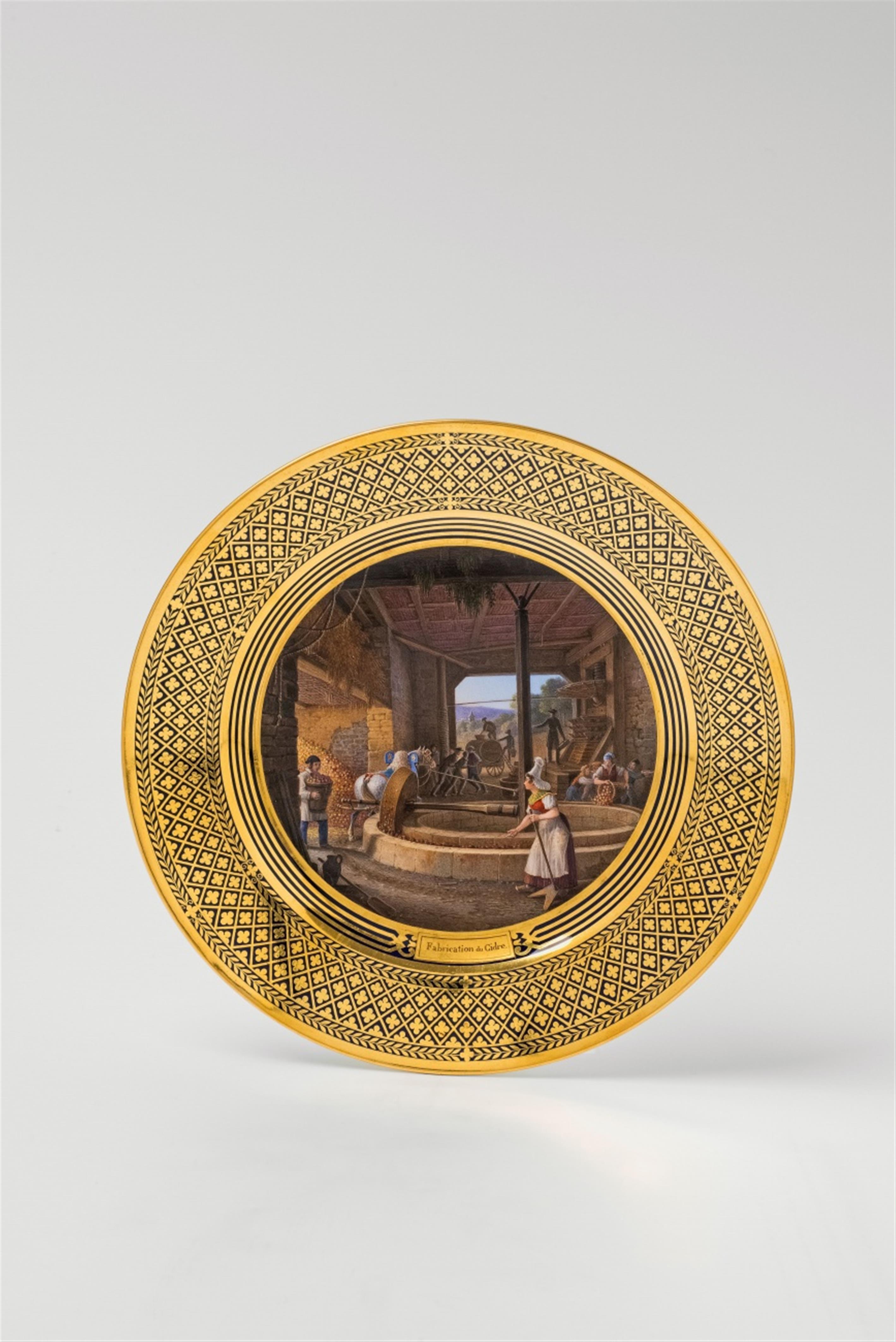 A rare Sèvres porcelain "Fabrication du Cidre" plate from the "arts industriels" service - image-2