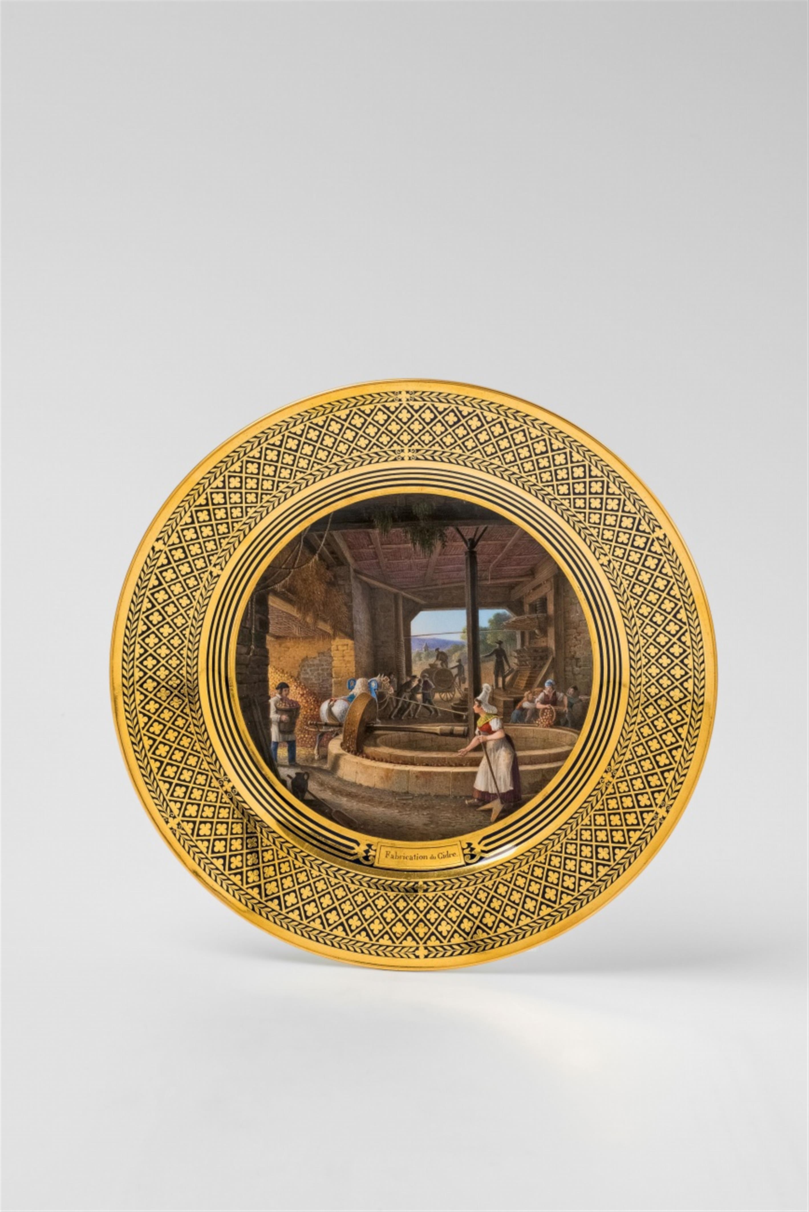 A rare Sèvres porcelain "Fabrication du Cidre" plate from the "arts industriels" service - image-1