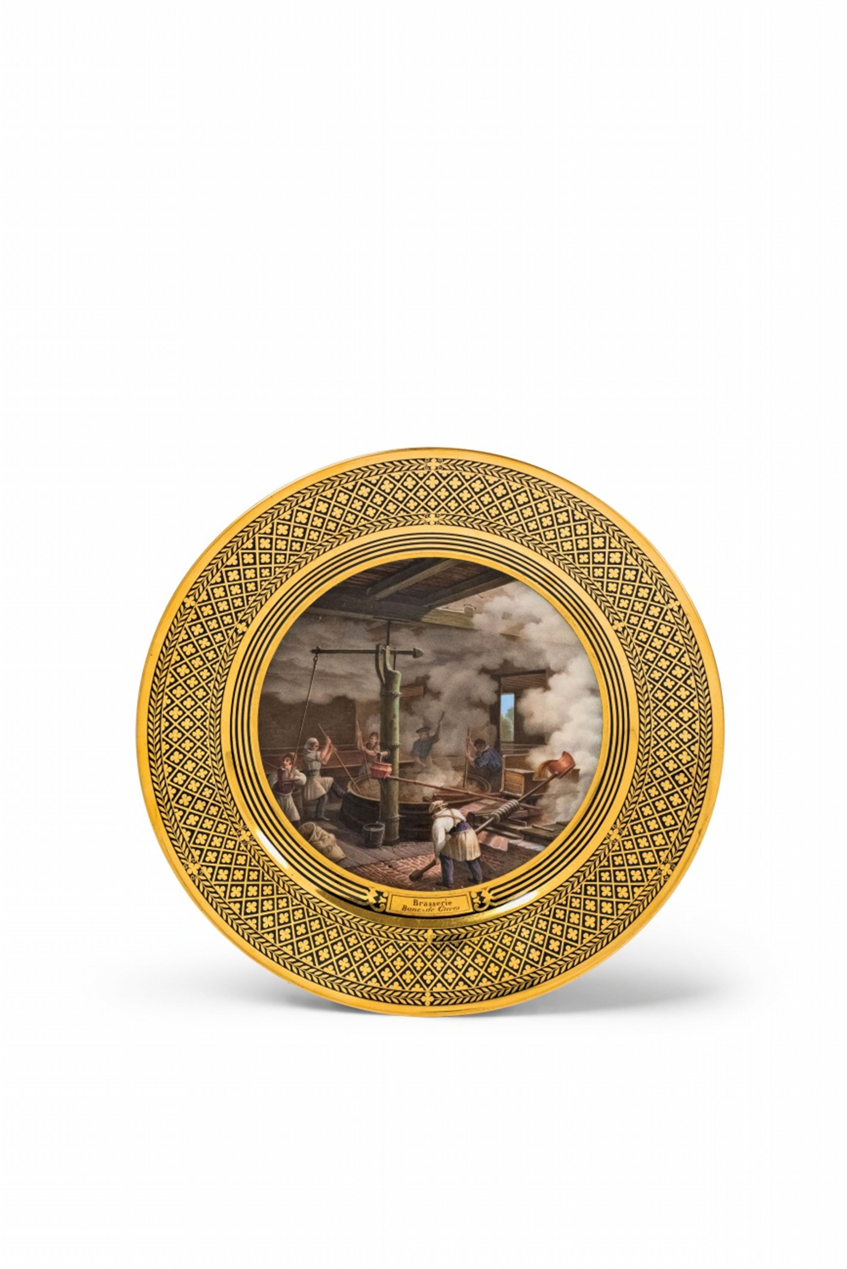 A rare Sèvres porcelain "Basserie Banc-de Cuves" plate from the "arts industriels" service - image-1
