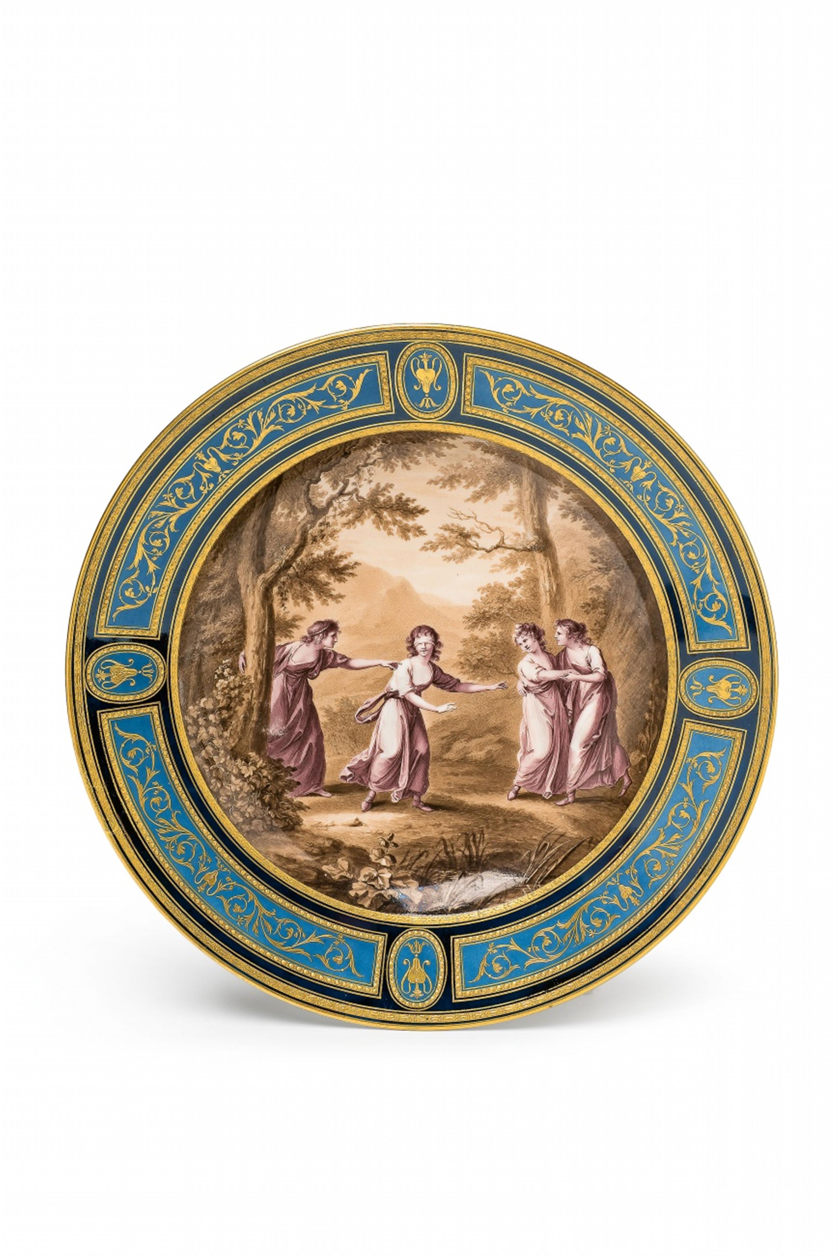 A Vienna porcelain plate with a game of blind man's buff - image-1