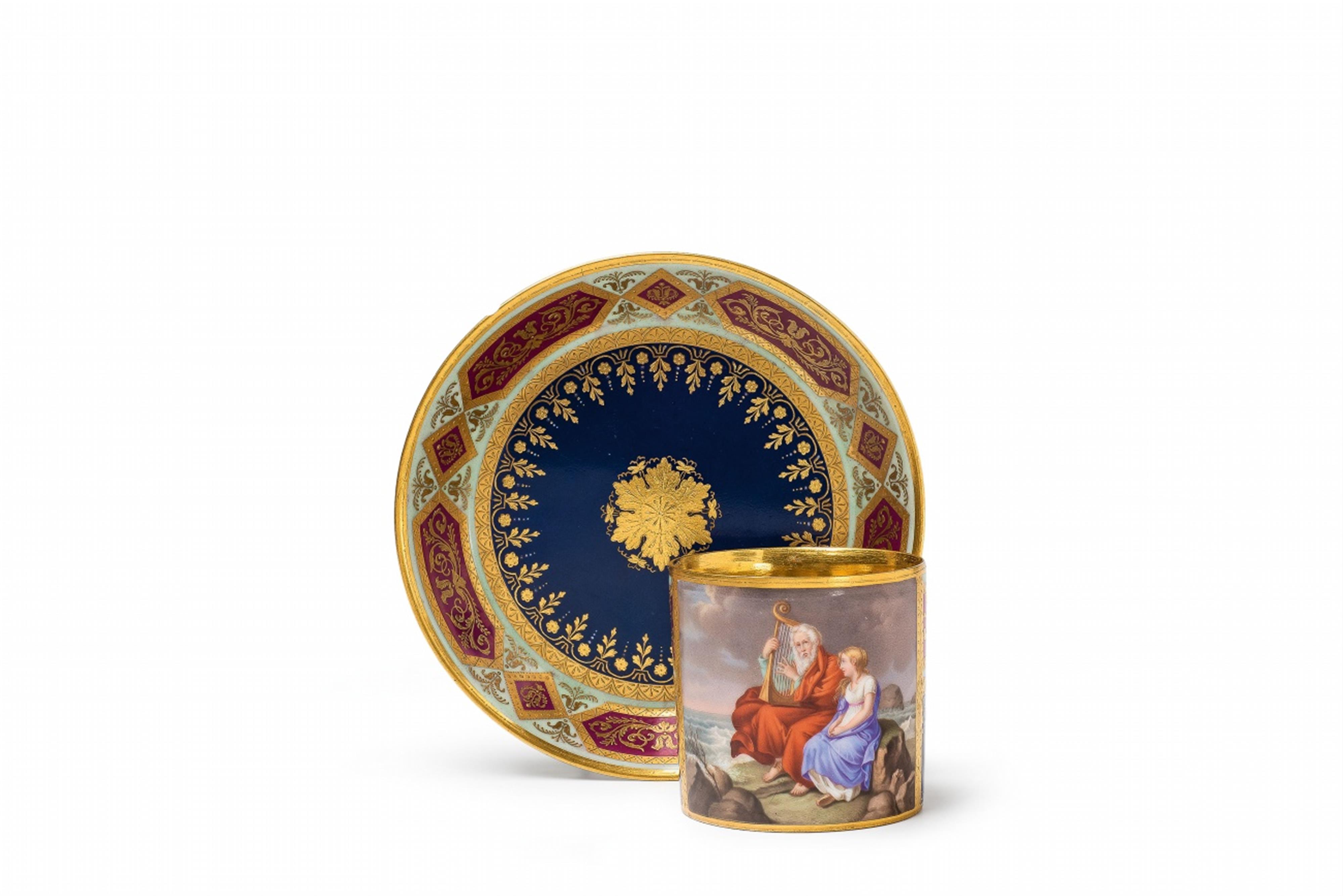 A Vienna porcelain cup and saucer with a mythological scene - image-1