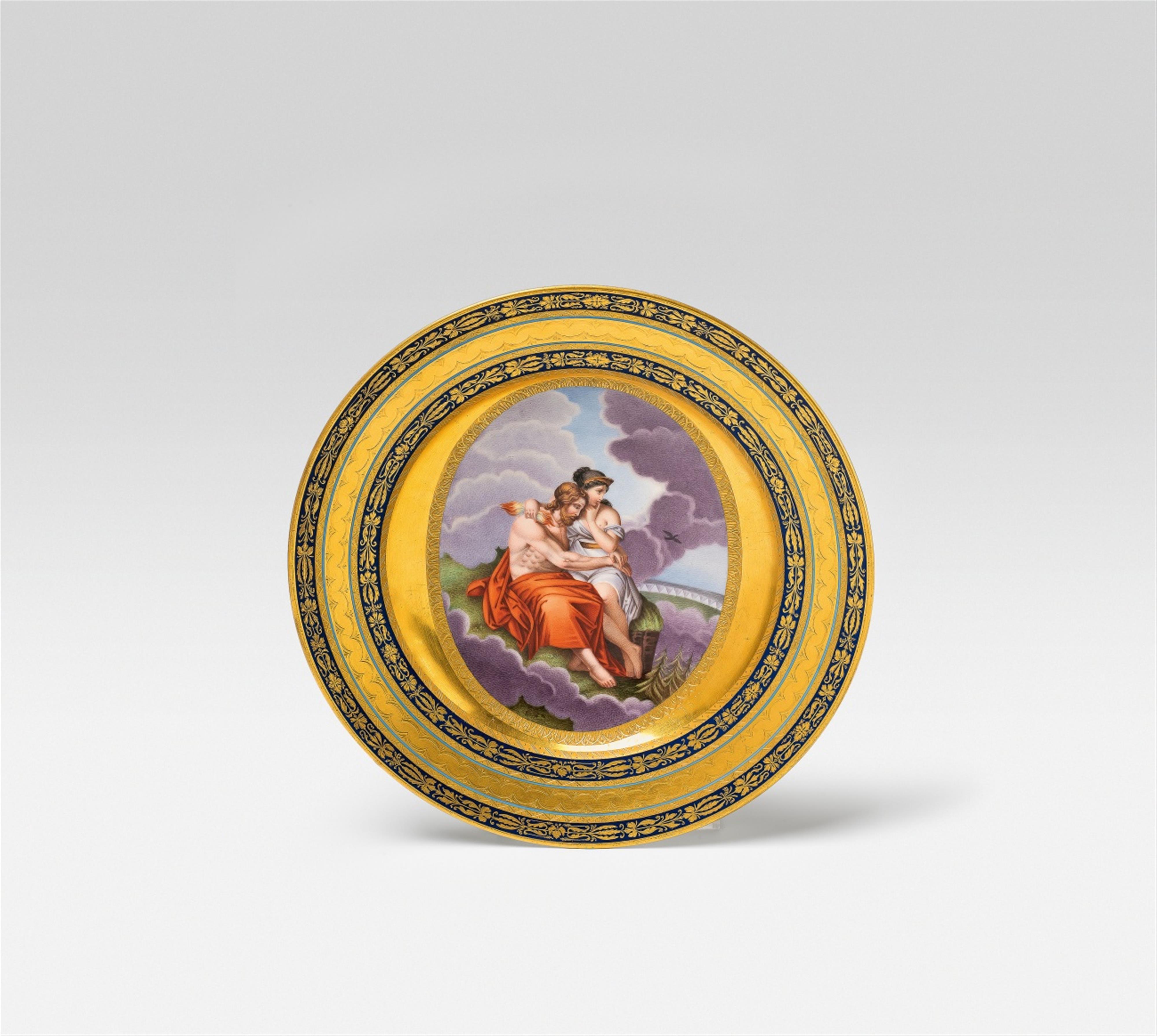 A Vienna porcelain plate with Jupiter and Juno - image-1