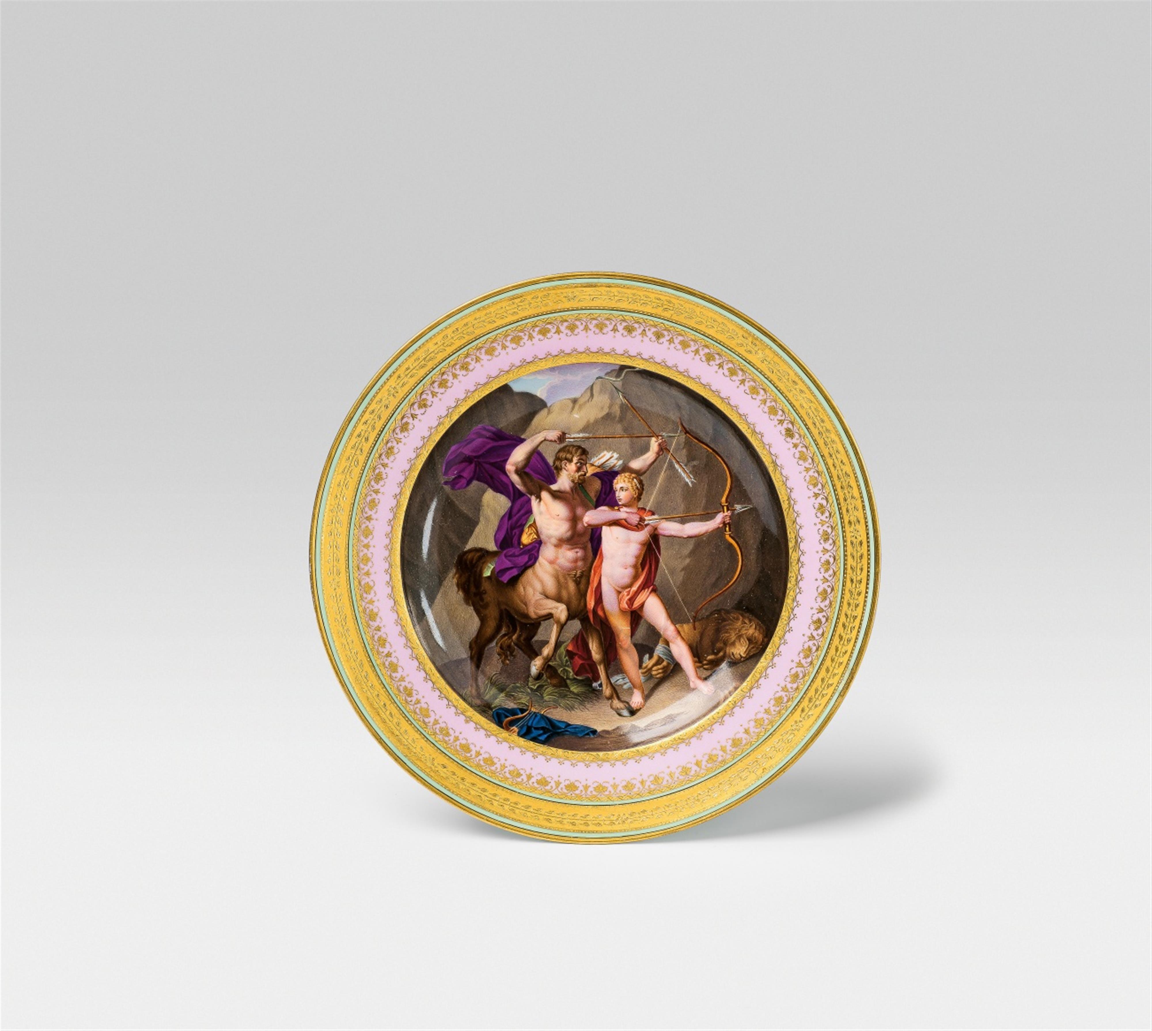 A Vienna porcelain plate depicting the education of Achilles - image-1