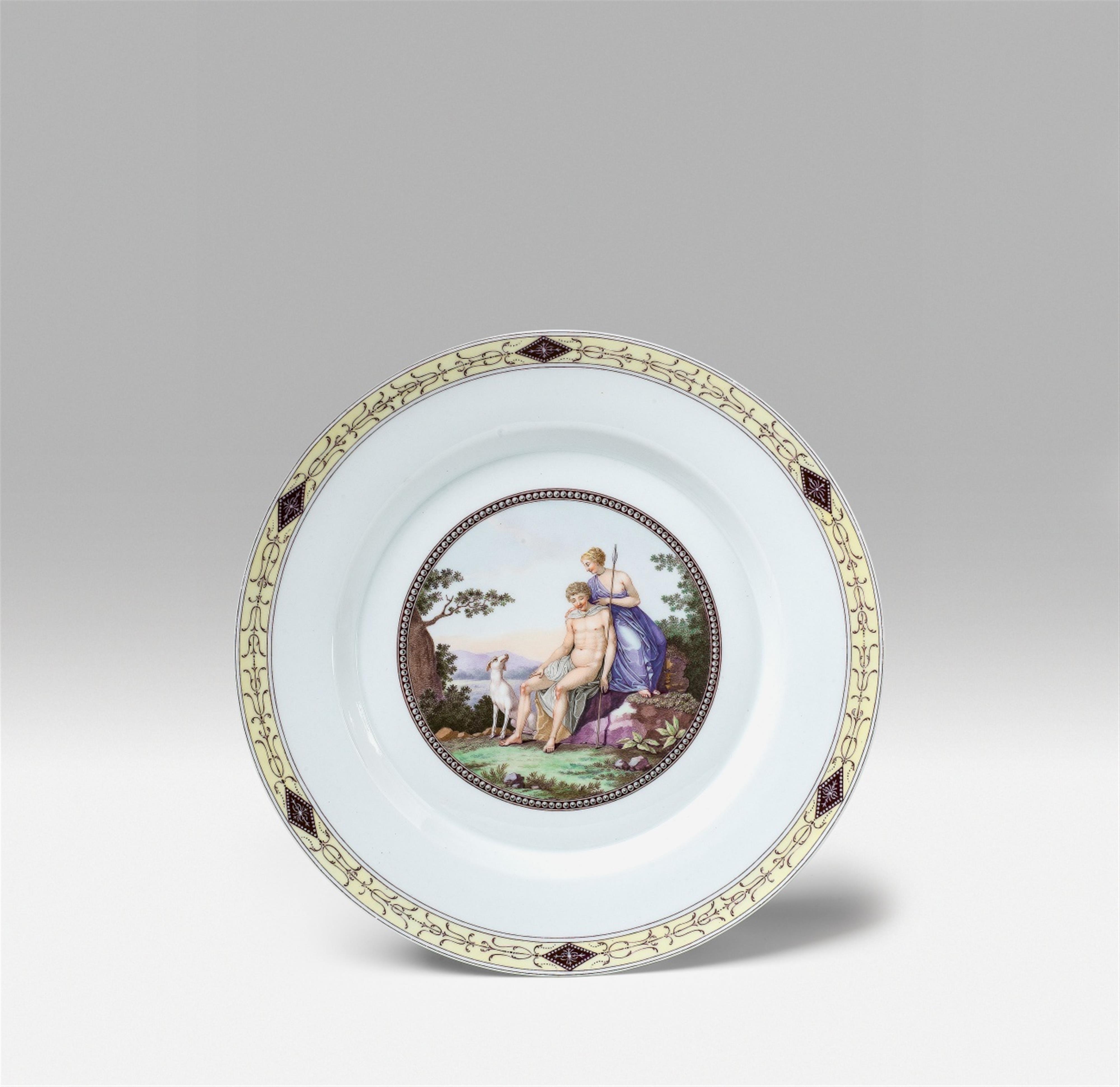 A Berlin KPM porcelain plate with a shepherd couple - image-1