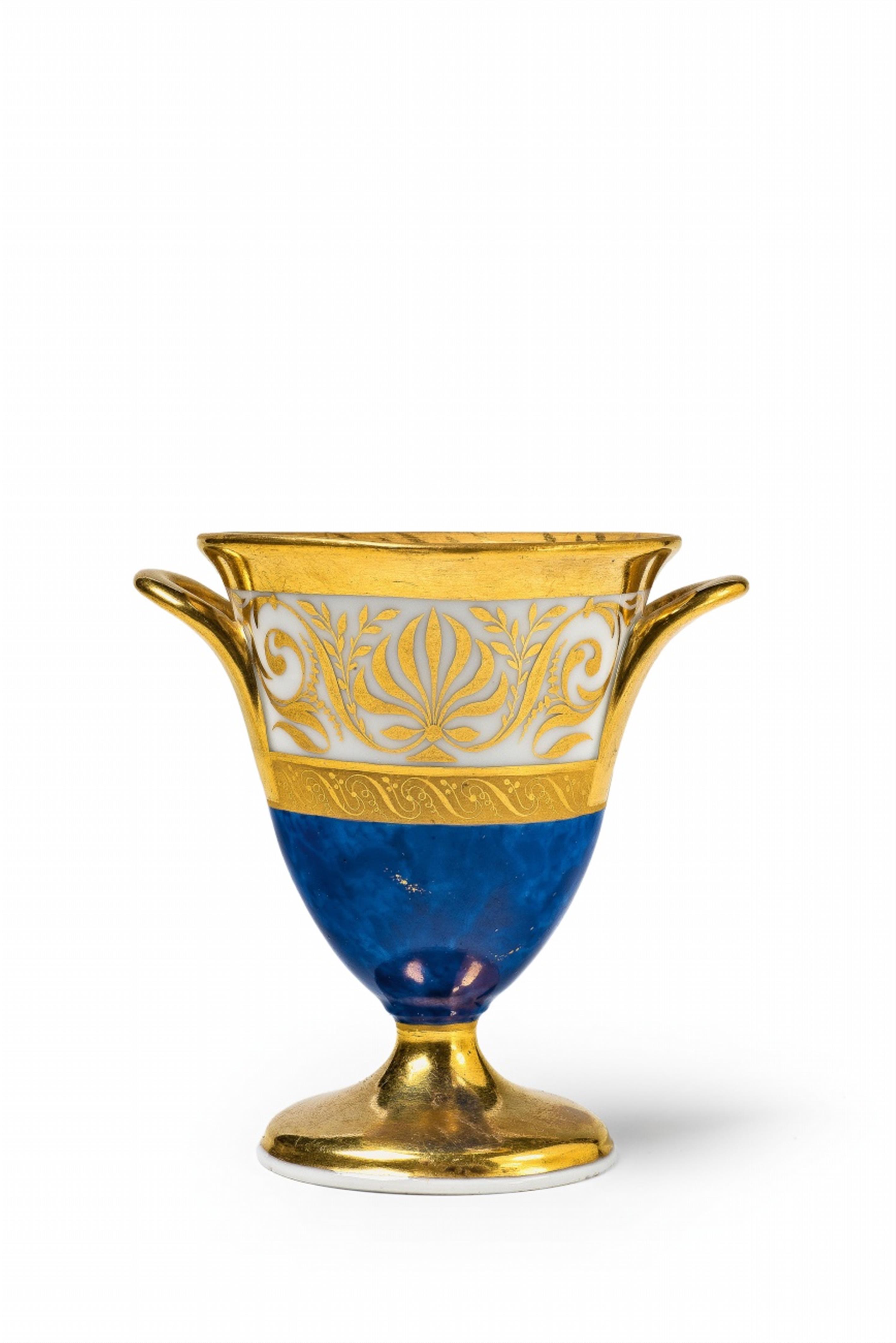 A Berlin KPM porcelain gelee pot with lapis lazuli ground - image-1