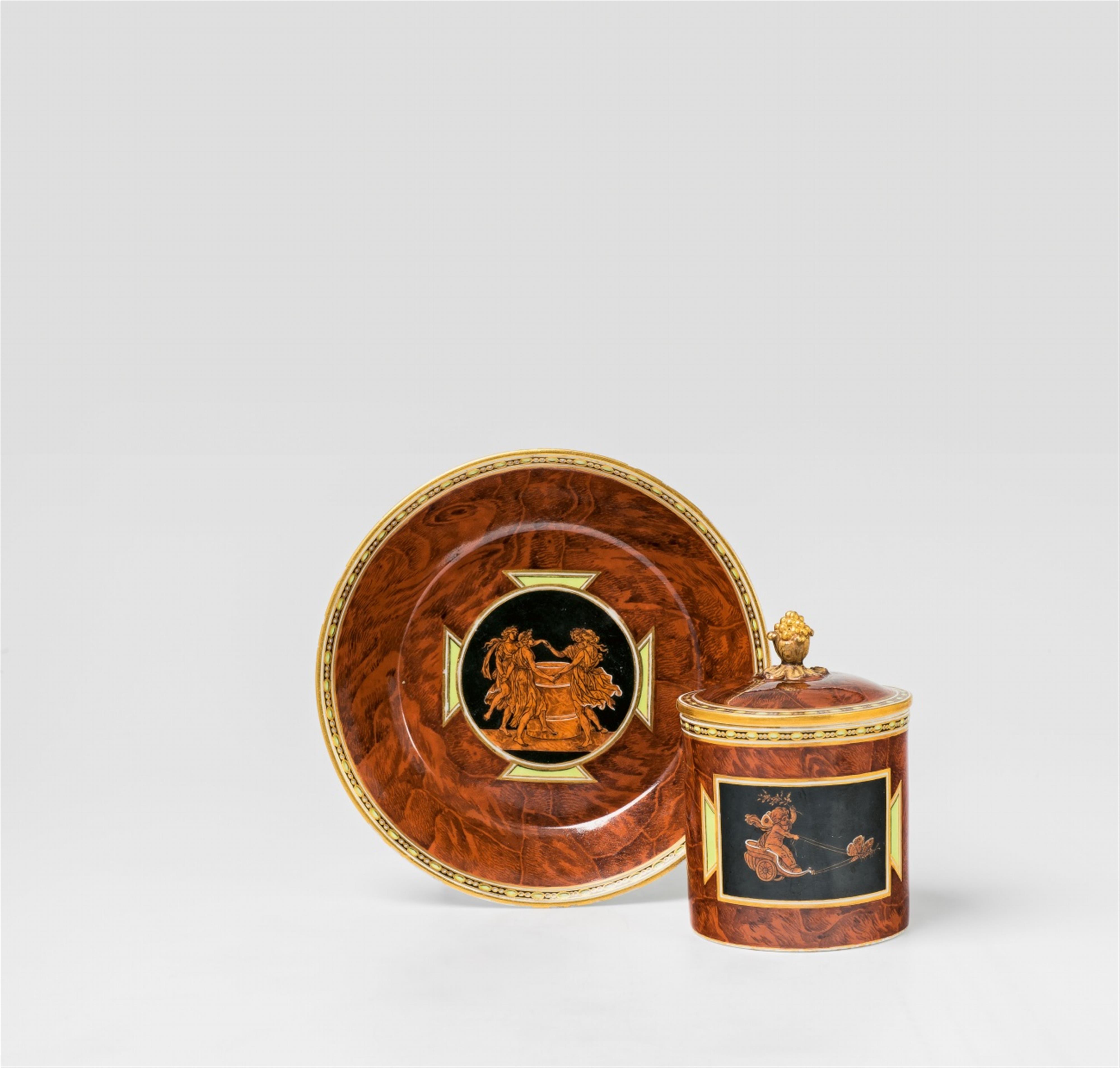 A Meissen porcelain "faux bois" cup and cover - image-1