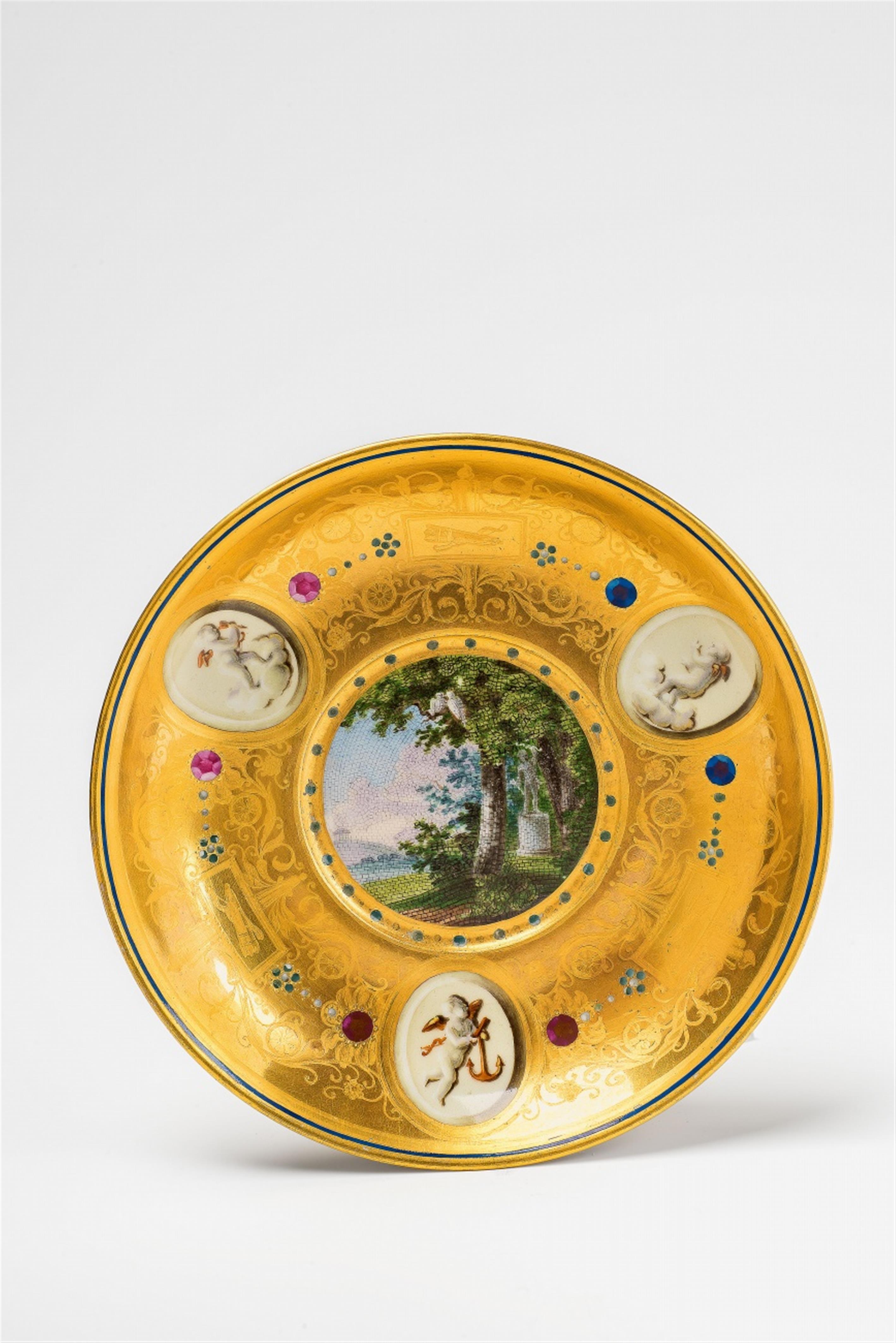 A Vienna porcelain tazza with micromosaic decor - image-1