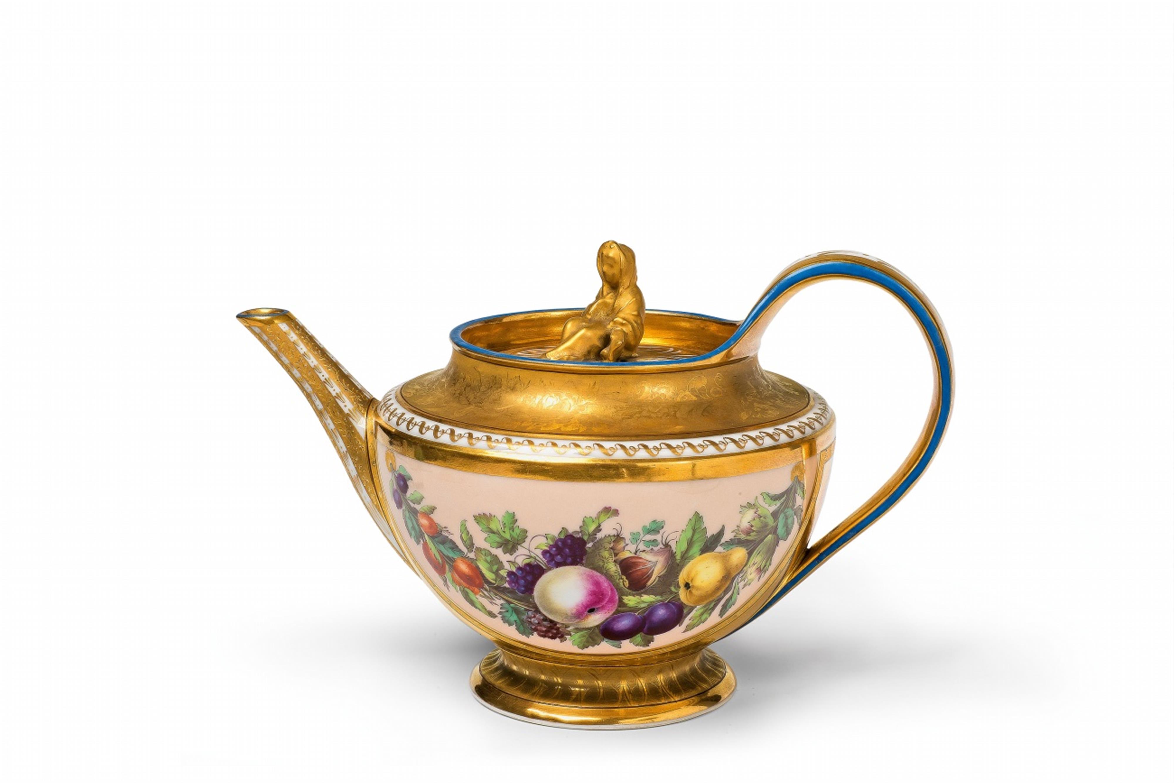 A Berlin KPM porcelain teapot with fruit garlands - image-1