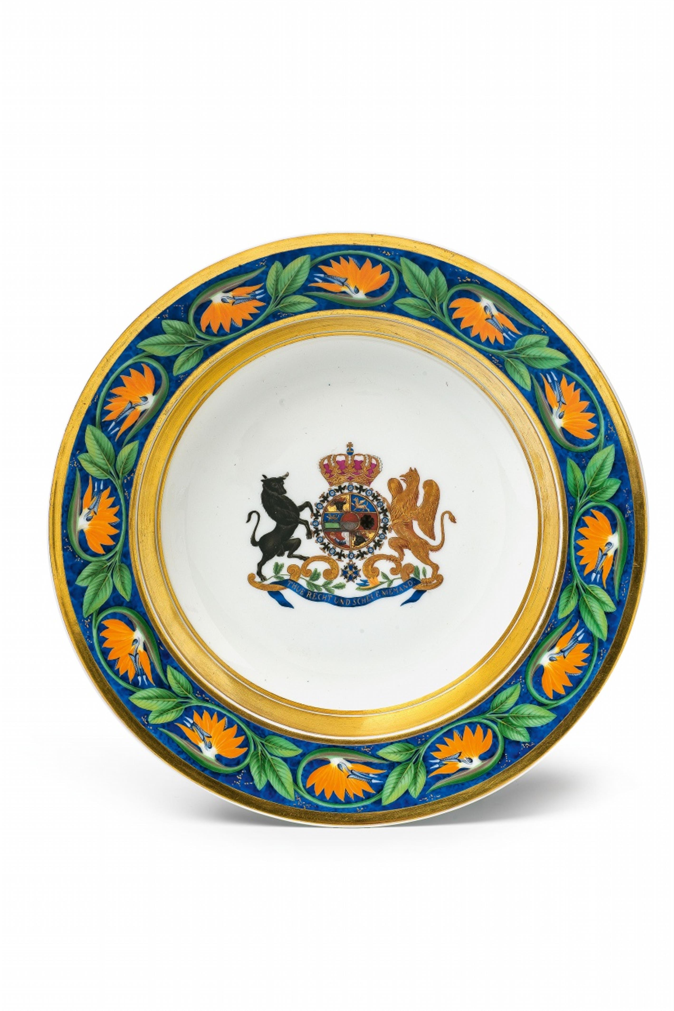 A Berlin KPM porcelain plate with the arms of Mecklenburg-Strelitz - image-1