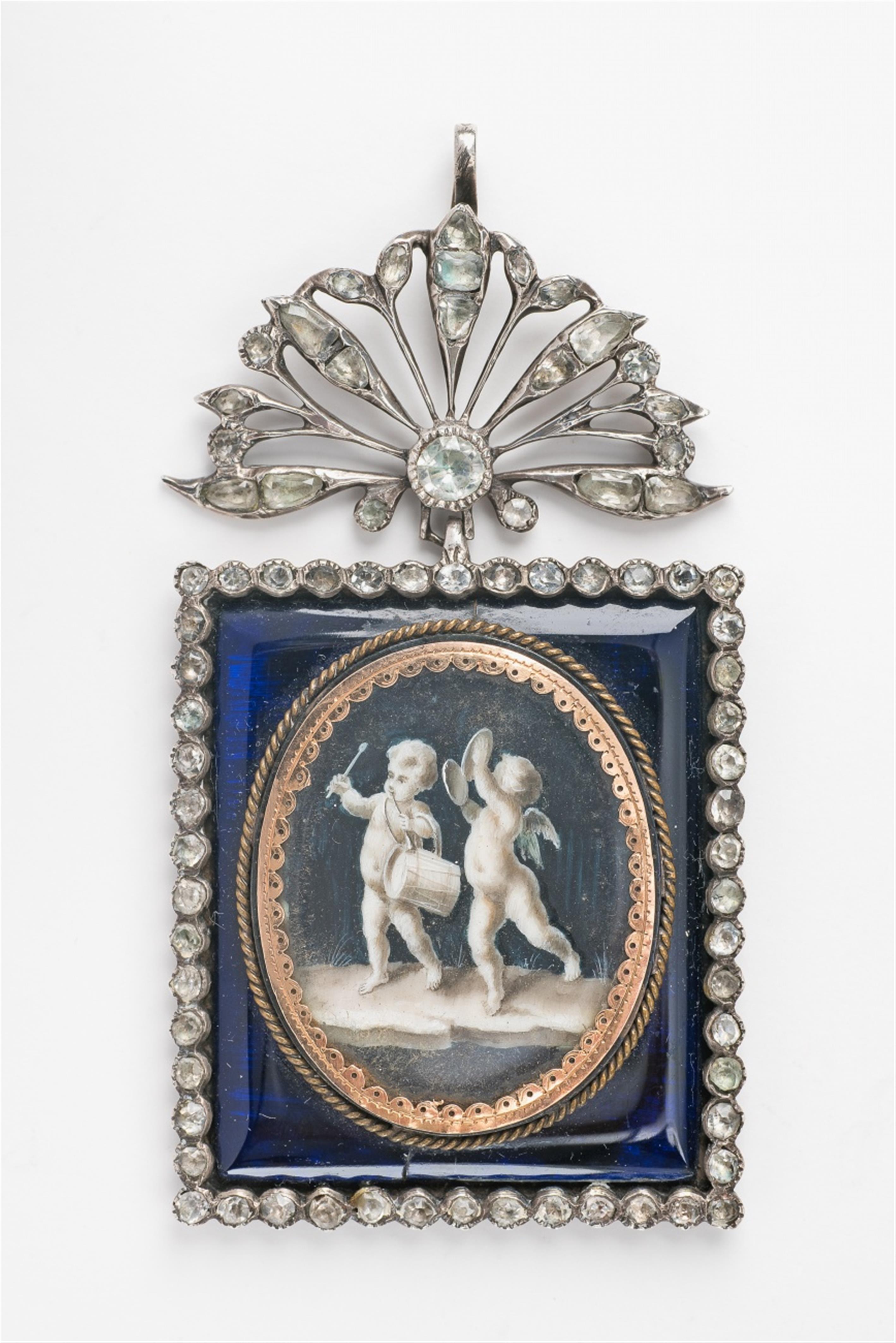 A silver souvenir d'amitié pendant with a miniature en grisaille - image-1