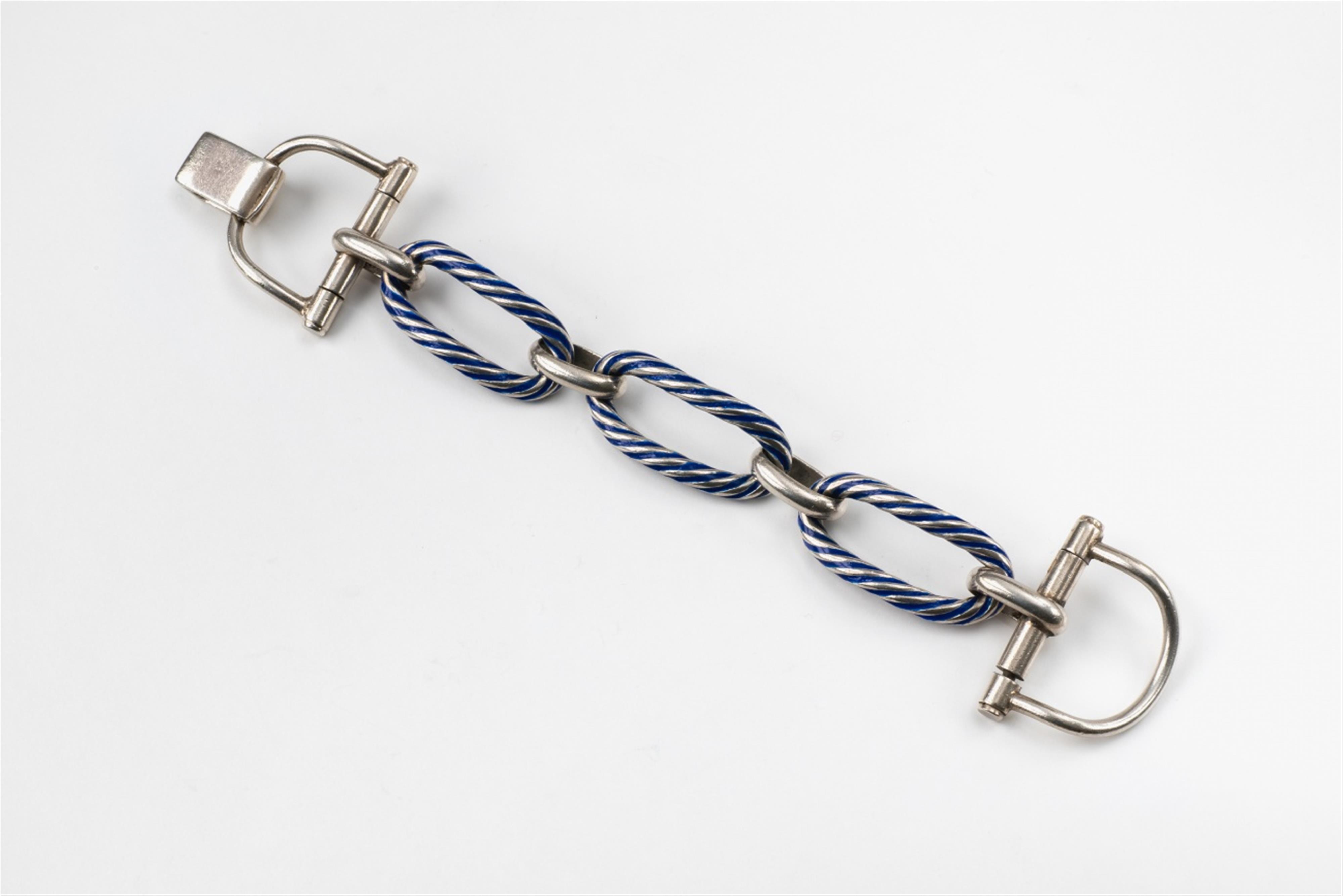 A Sterling silver and enamel Gucci style bracelet - image-1