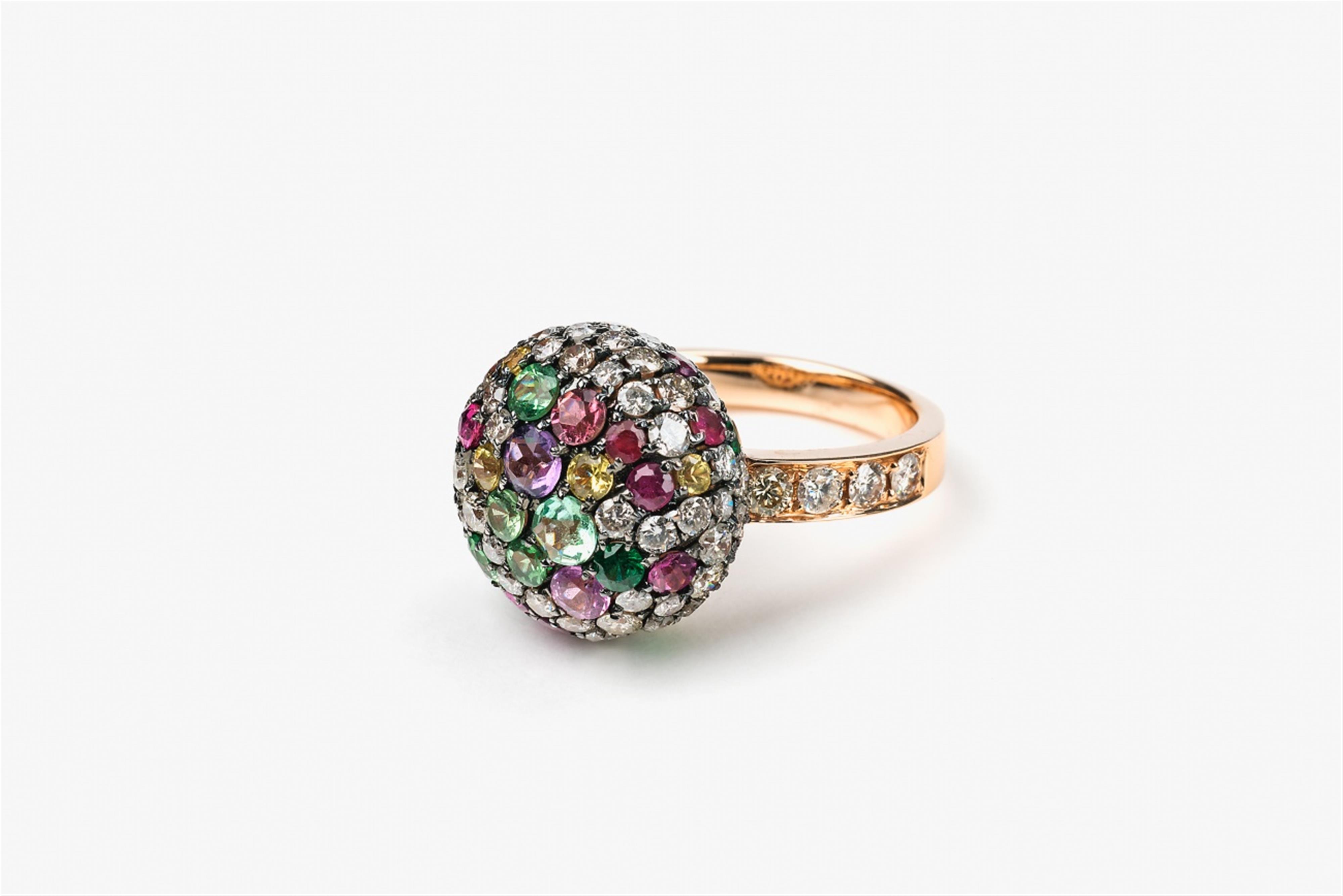 An 18k rose gold and gemstone ring - image-1
