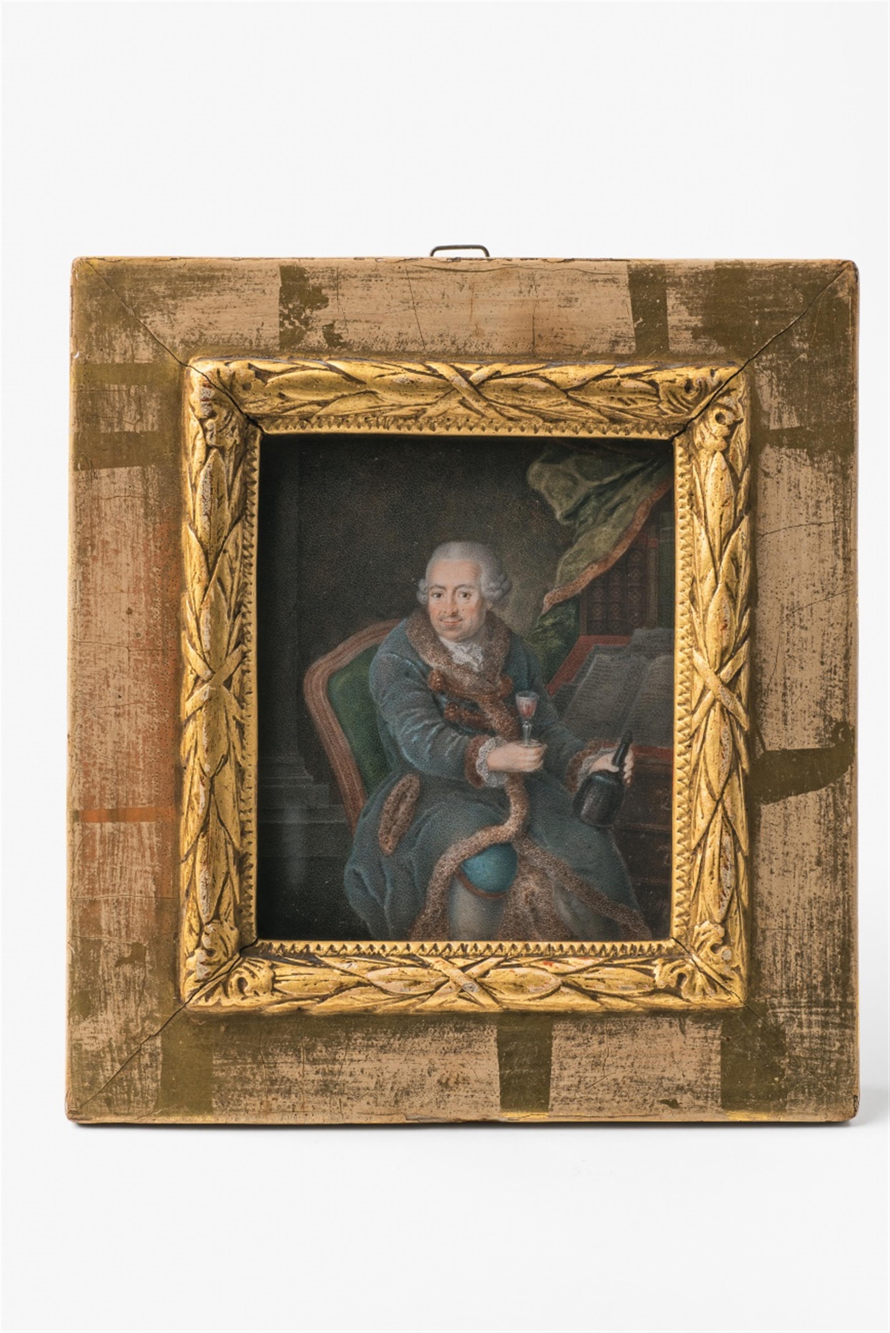A portrait miniature of a gentleman taking a nightcap - image-1