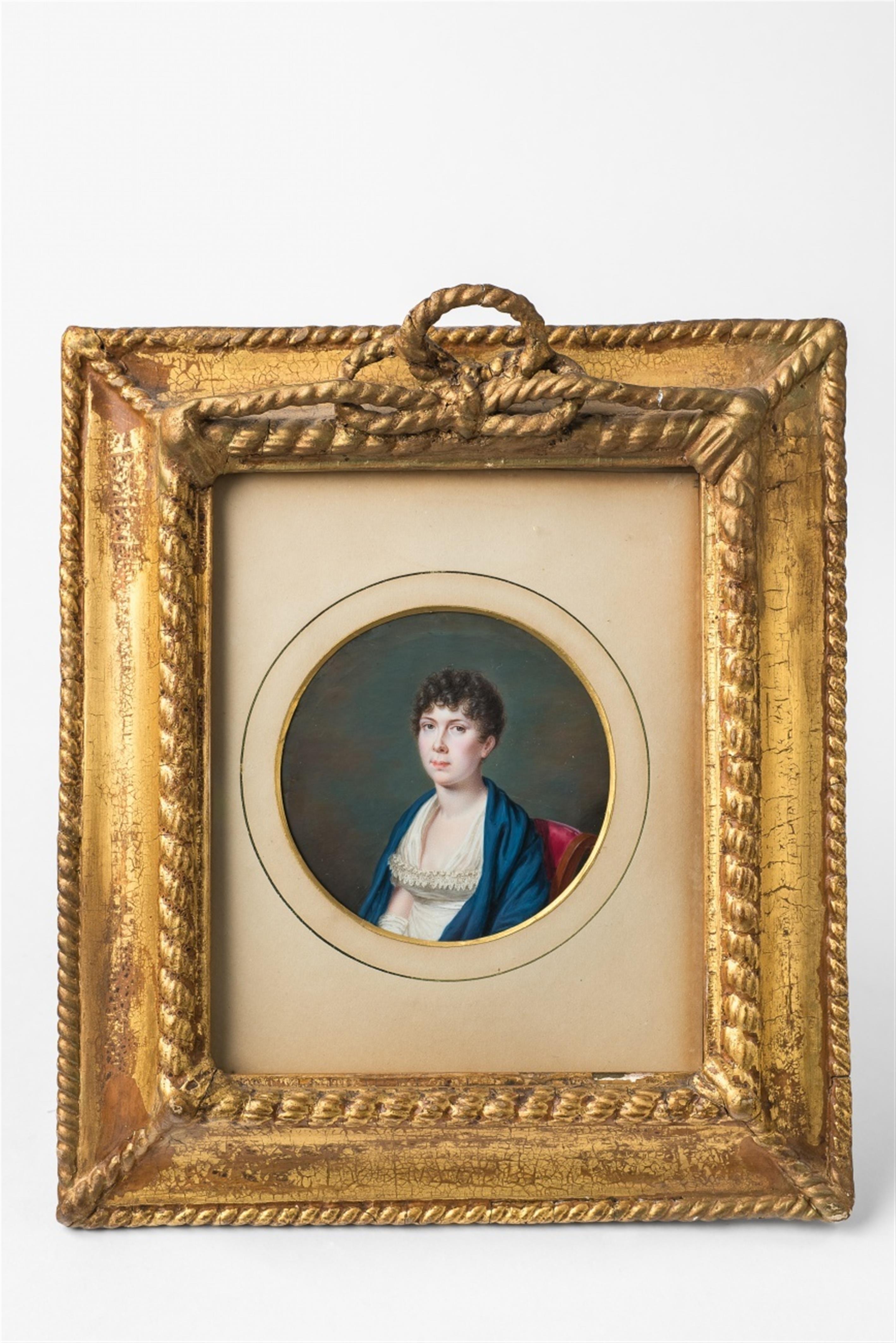 A portrait miniature of an Empire lady in a cashmere shawl - image-1