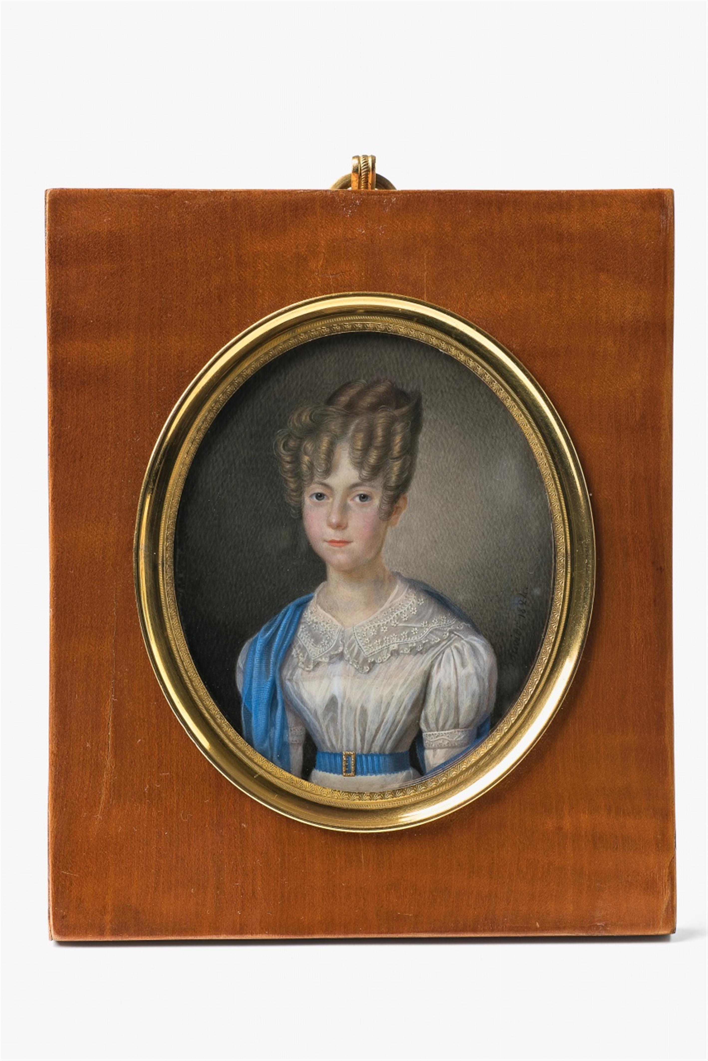 Bildnis einer jungen Dame mit blauem Schal - image-1