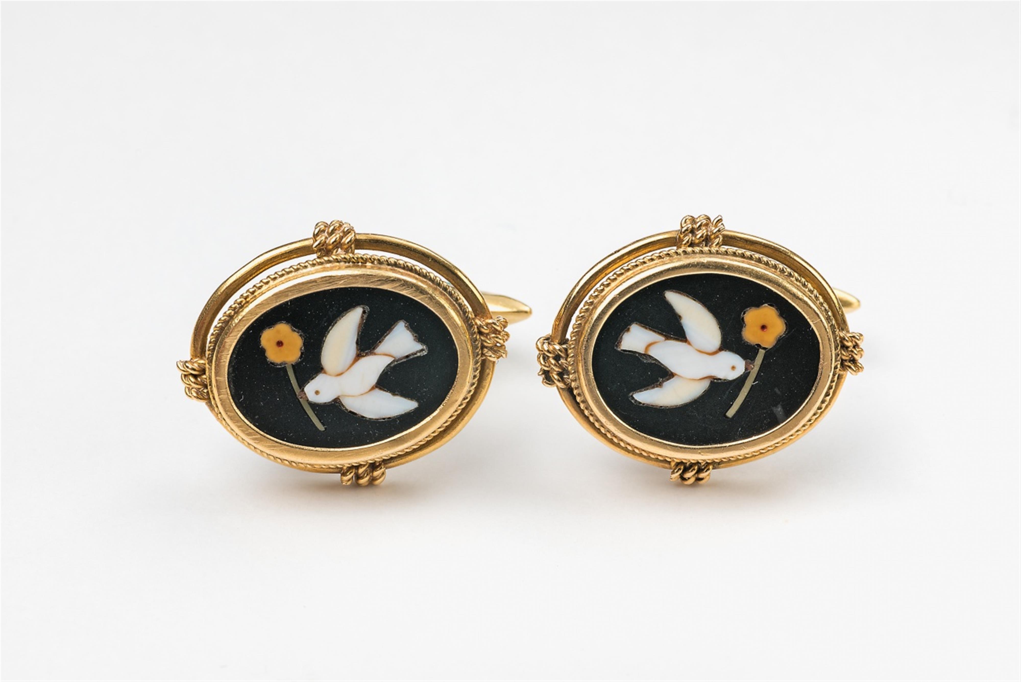 A pair of 18k gold and pietra dura cufflinks - image-1