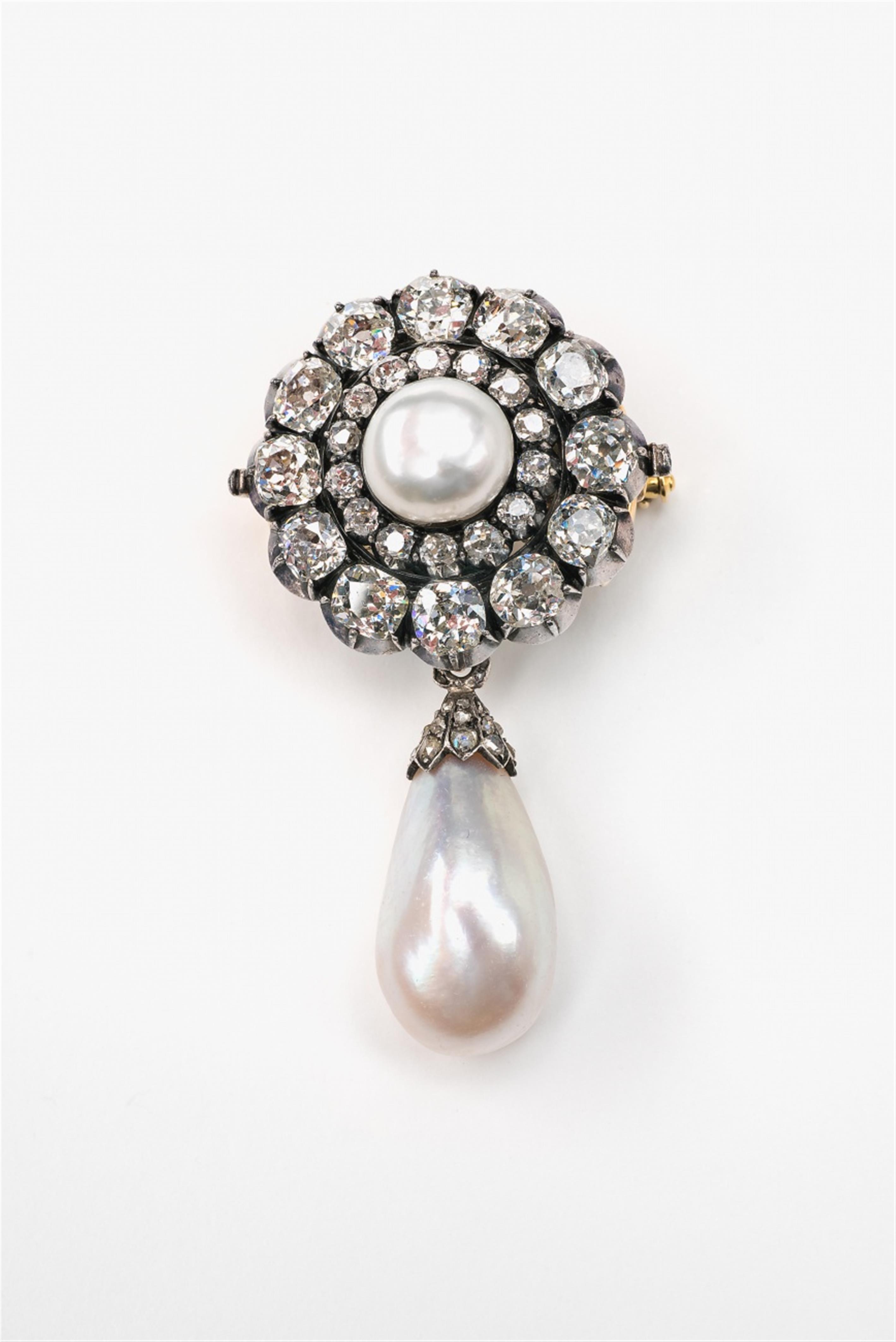 A 14k gold, silver and natural pearl brooch - image-1